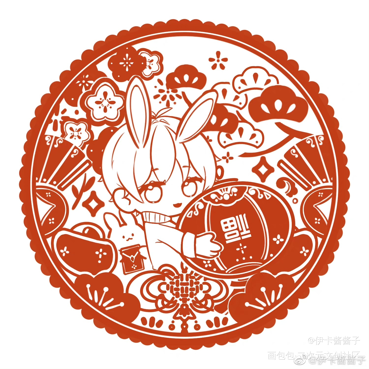 秀秀窗花_188男团李程秀邵群节日Q版头像同人绘画作品
