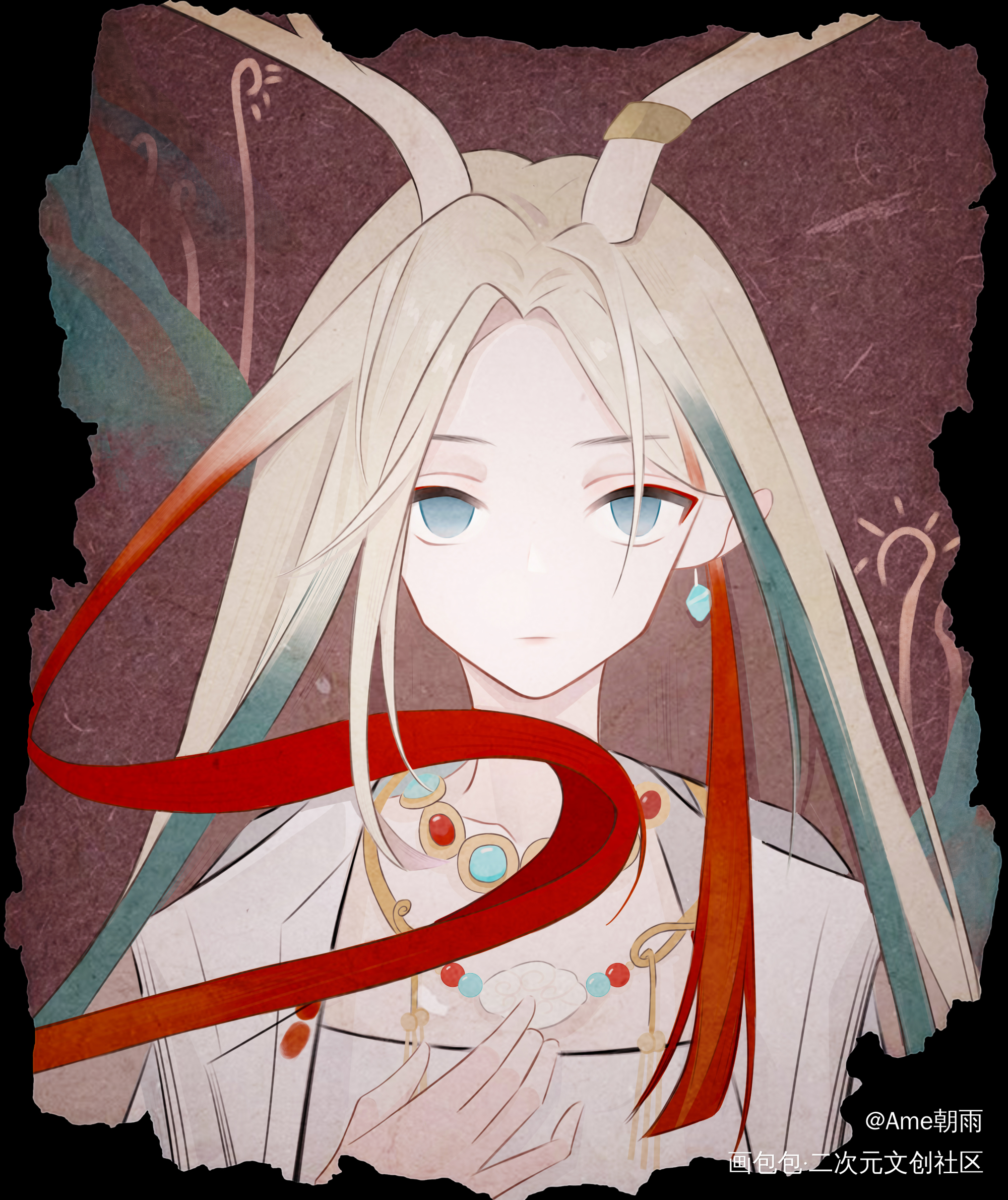 _明日方舟板绘涂同人九色鹿原创绘画作品