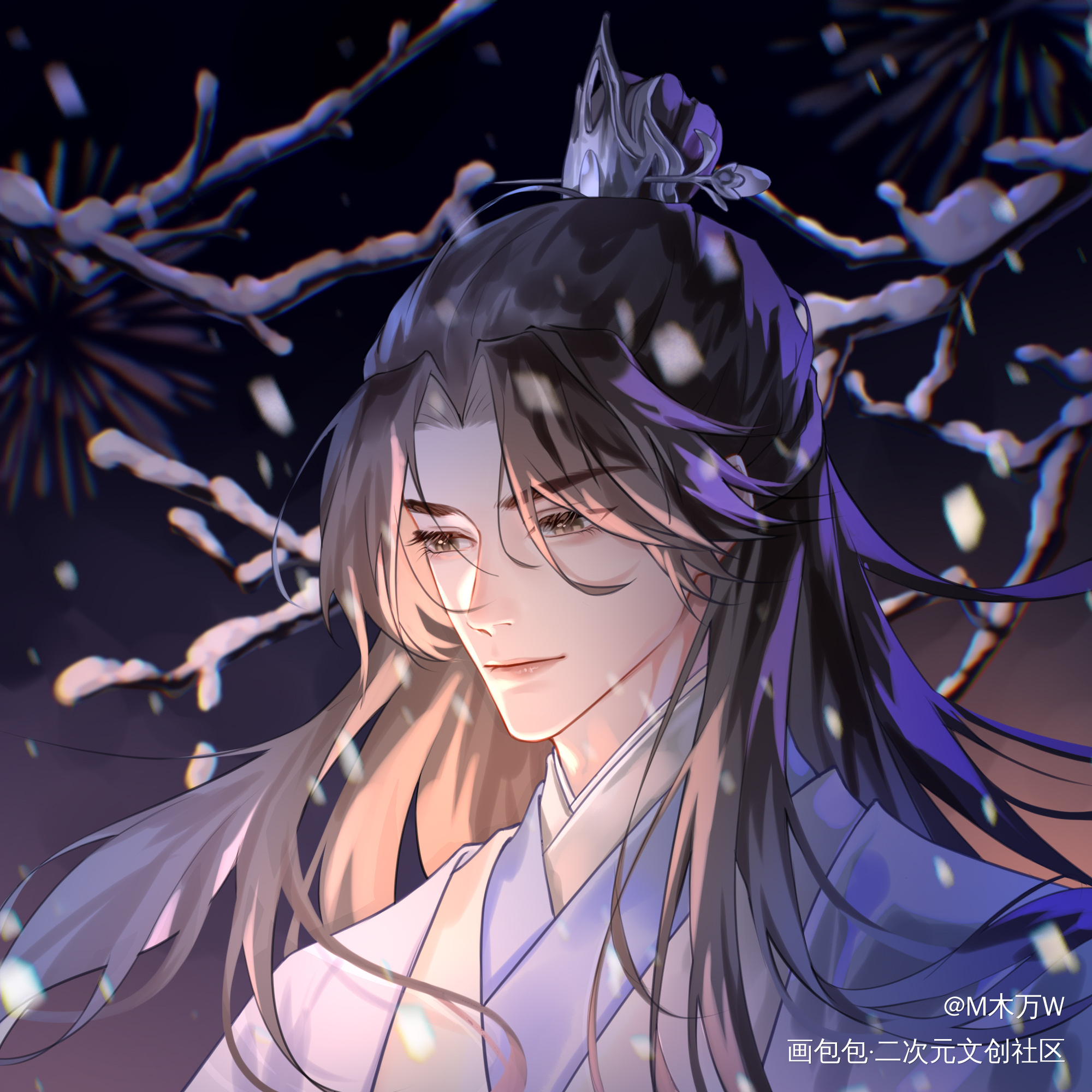 看焰火么_二哈和他的白猫师尊燃晚绘画作品