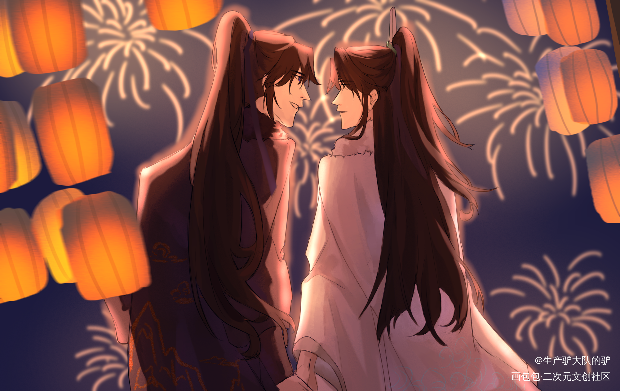 _二哈和他的白猫师尊燃晚墨燃楚晚宁板绘涂绘画作品