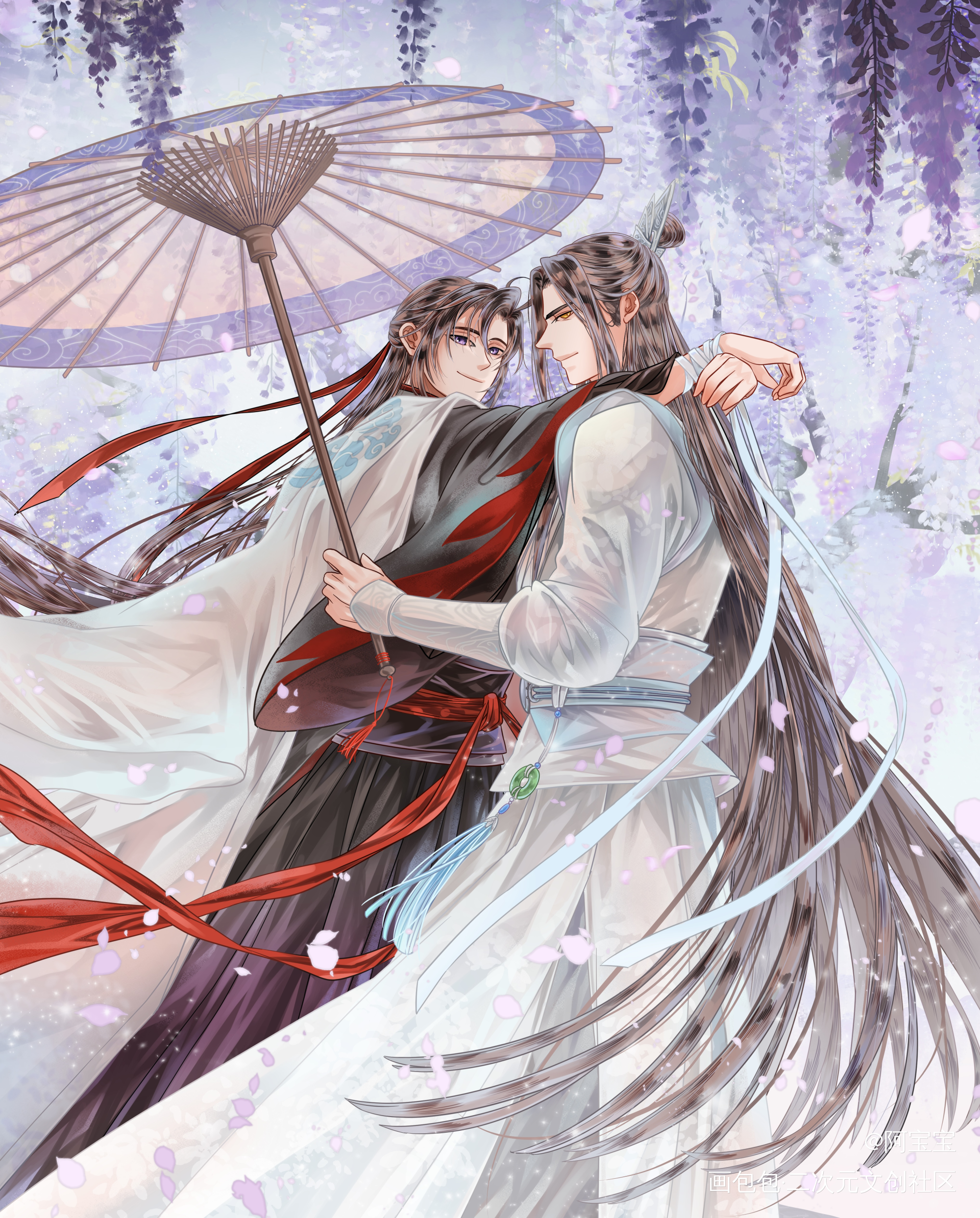 花粉症_魔道祖师忘羡蓝忘机魏无羡魏无羡蓝忘机绘画作品