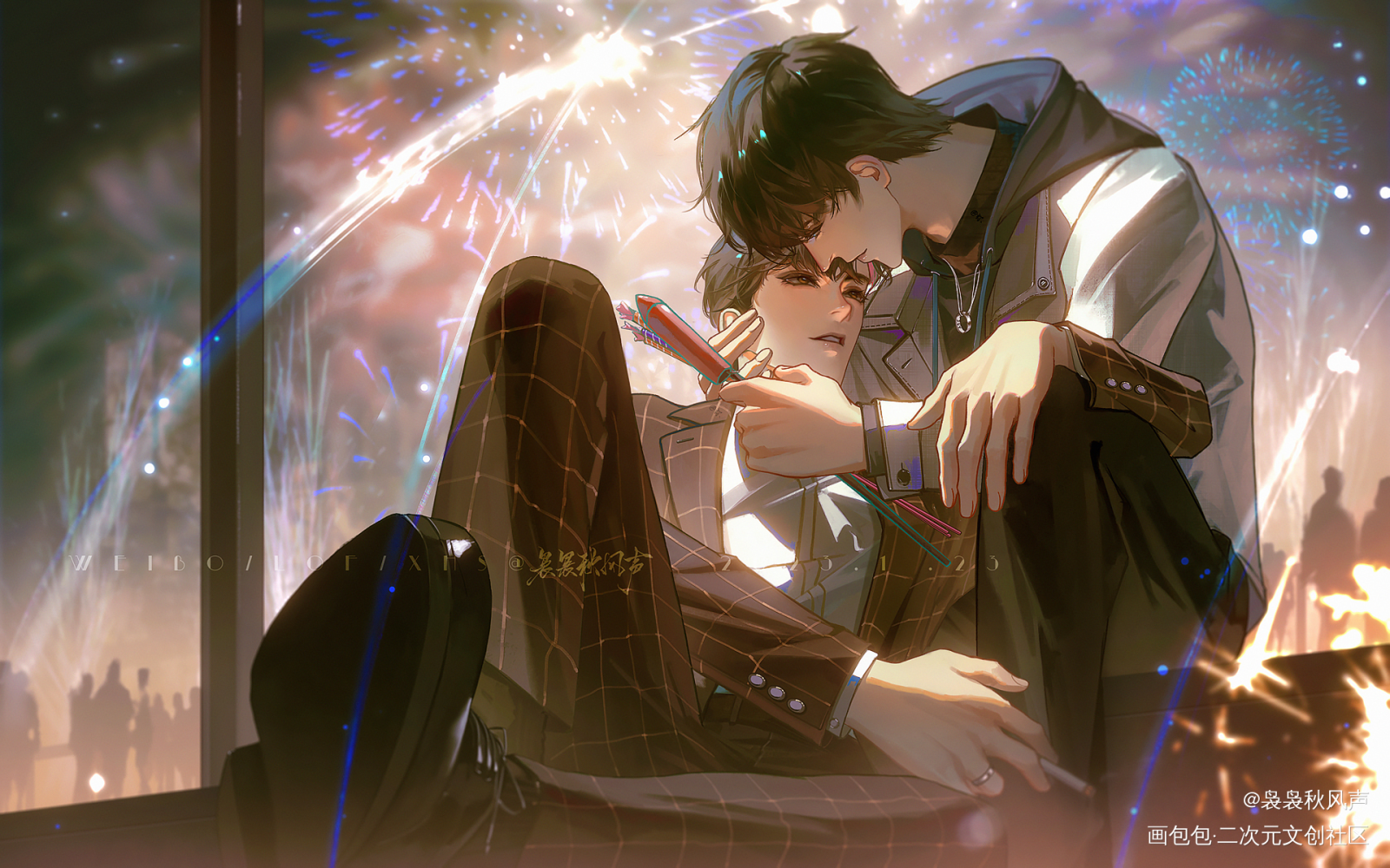 “新年快乐。”_你却爱着一个傻逼188男团李简李玉简隋英绘画作品