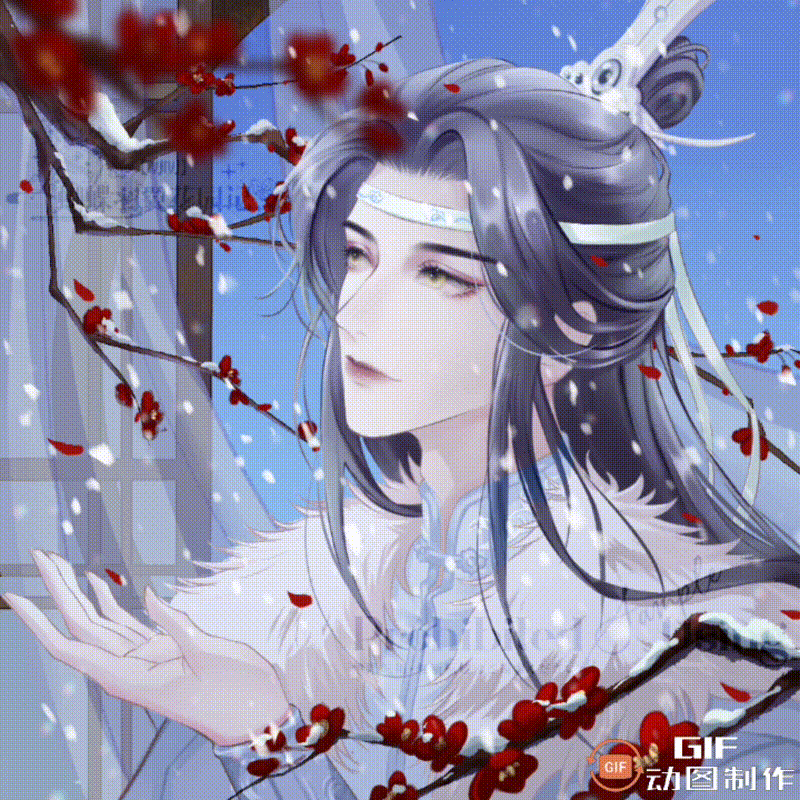 🎉生辰快乐🎉沃雪停梅_魔道祖师忘羡蓝忘机板绘涂古风蓝忘机0123生日快乐绘画作品