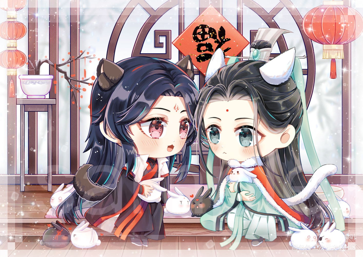 新年快乐！_人渣反派自救系统冰秋绘画作品