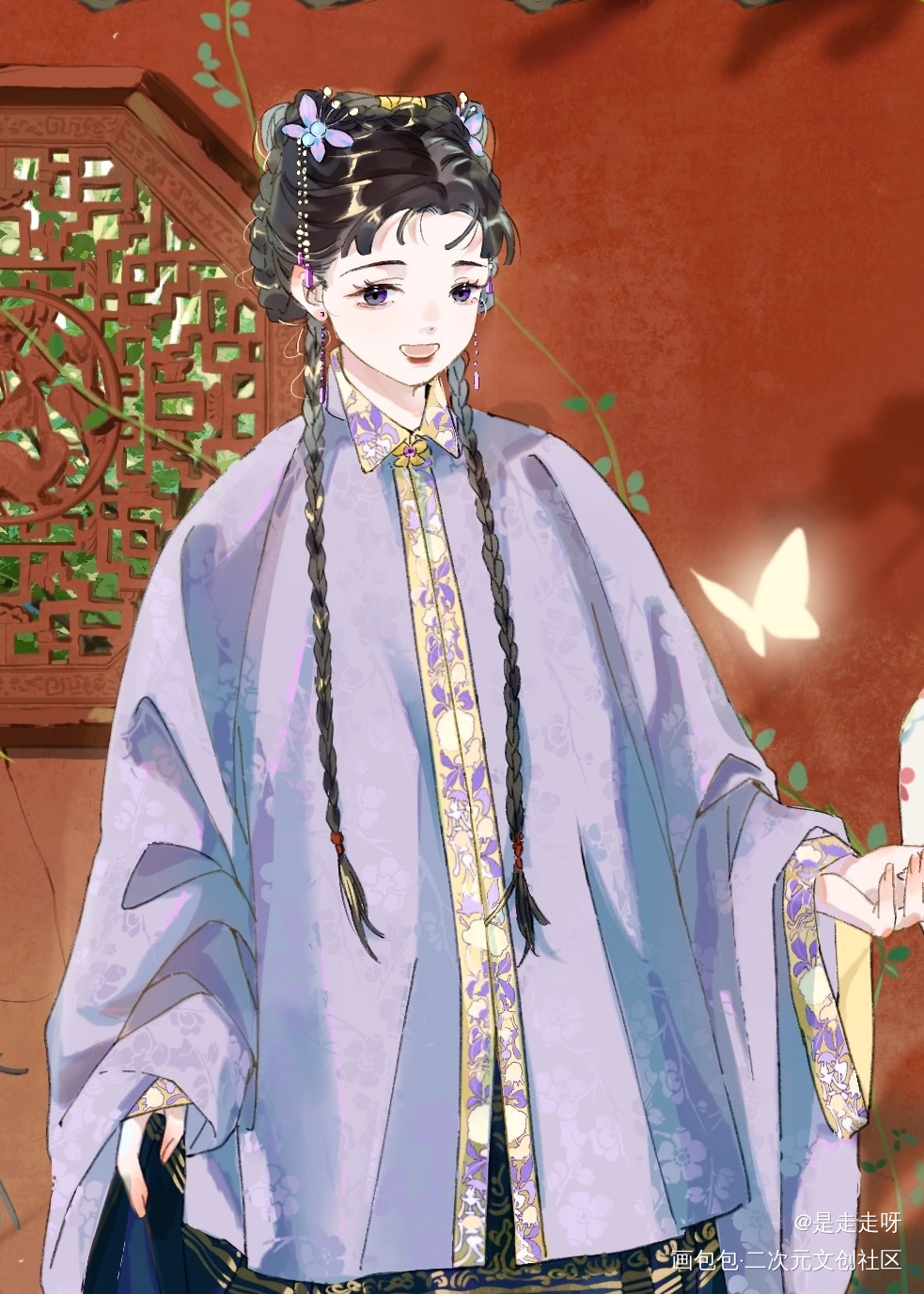 大观园_红楼梦林黛玉古风平涂薛宝钗绘画作品