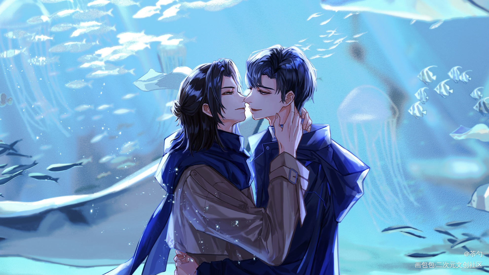 海洋馆_我只喜欢你的人设自习周自珩夏习清绘画作品
