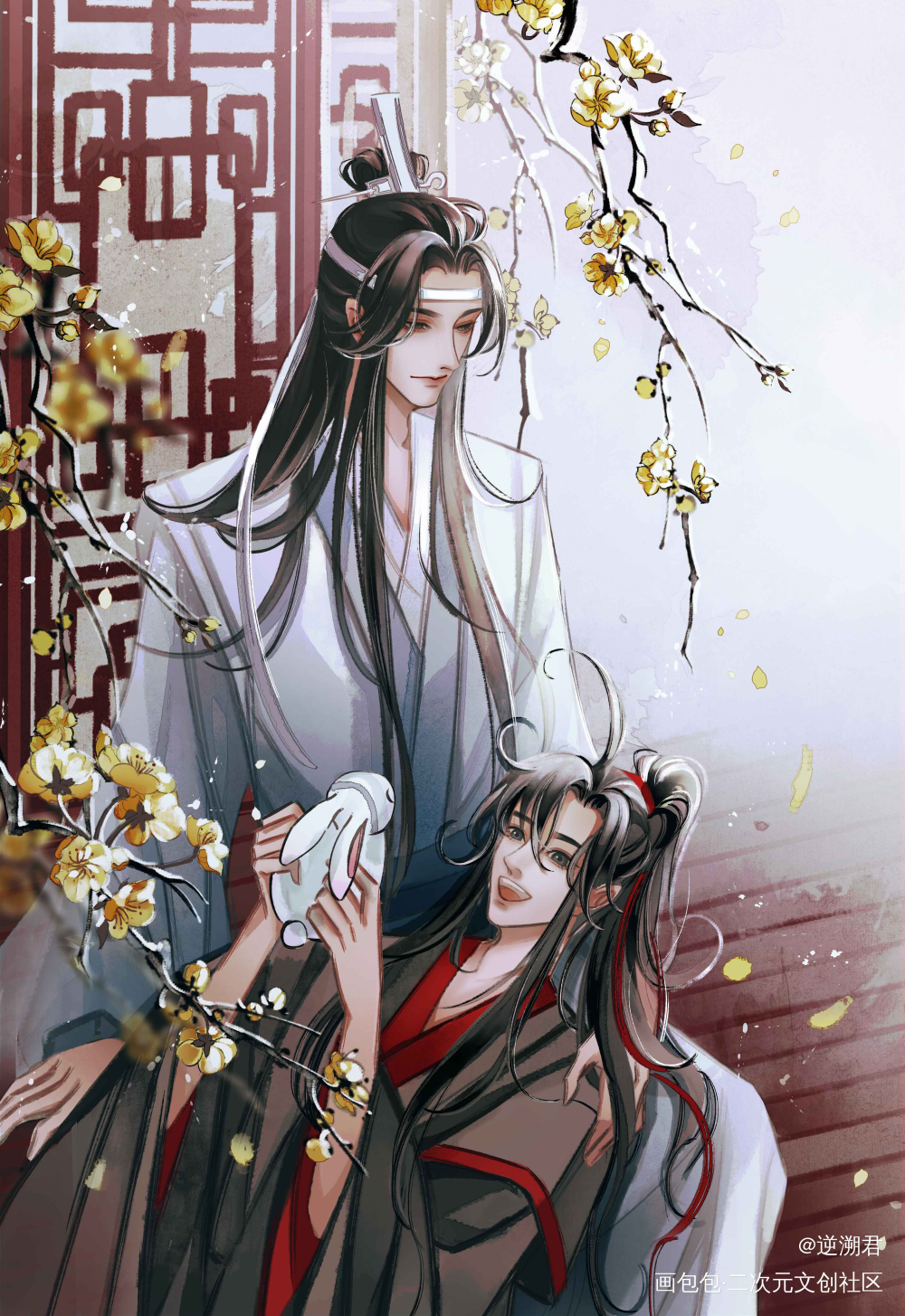 美人在怀_魔道祖师忘羡蓝忘机魏无羡古风绘画作品