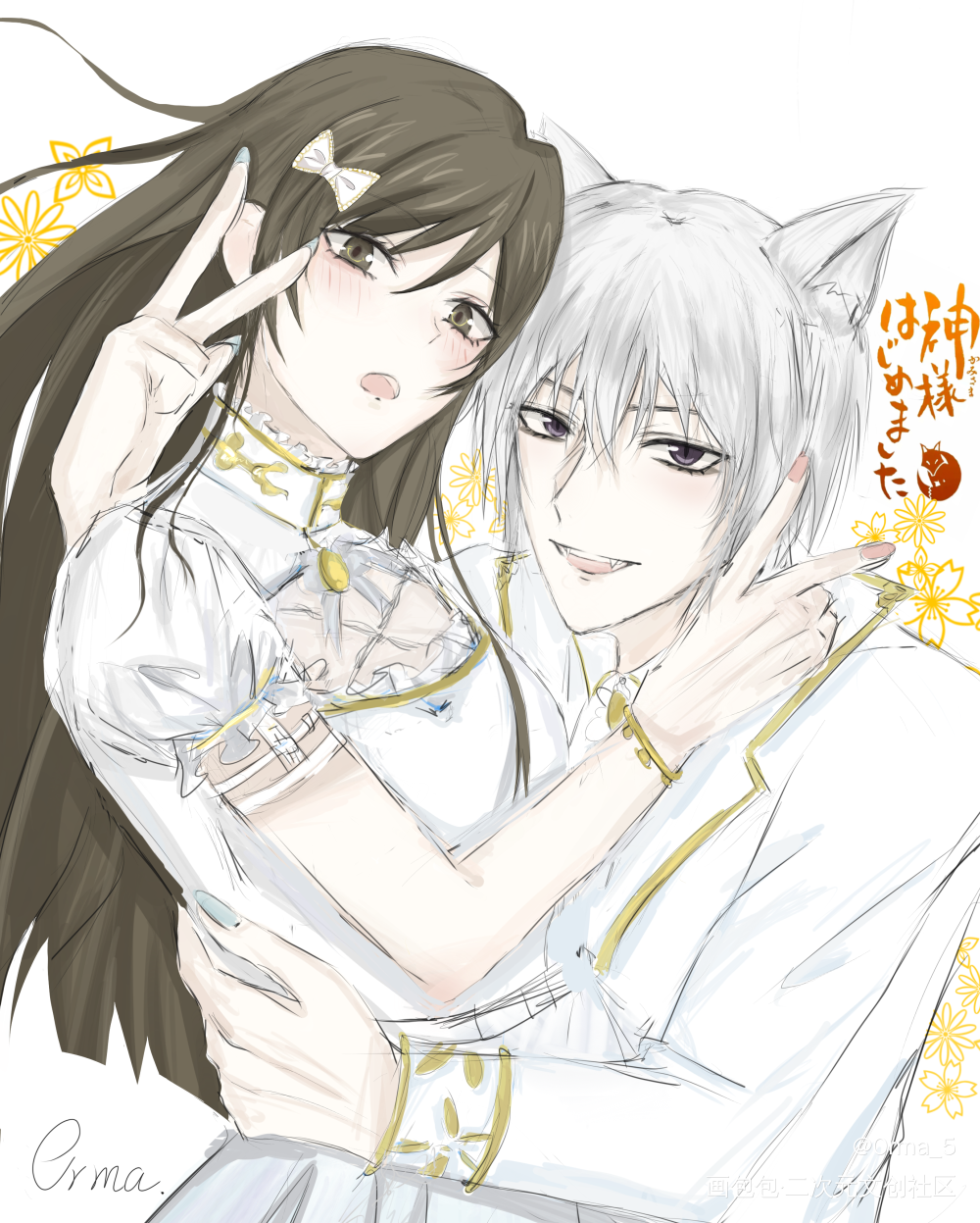 _元气少女缘结神摸鱼绘画作品