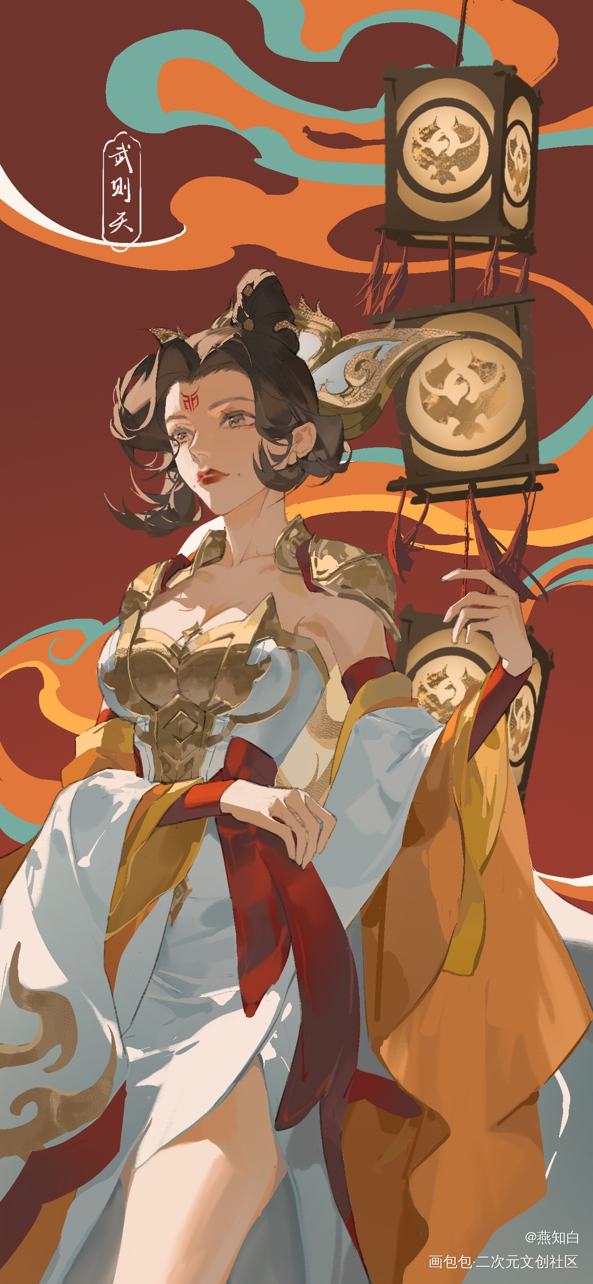 画了今年的女帝新年壁纸_王者荣耀武则天插画绘画作品