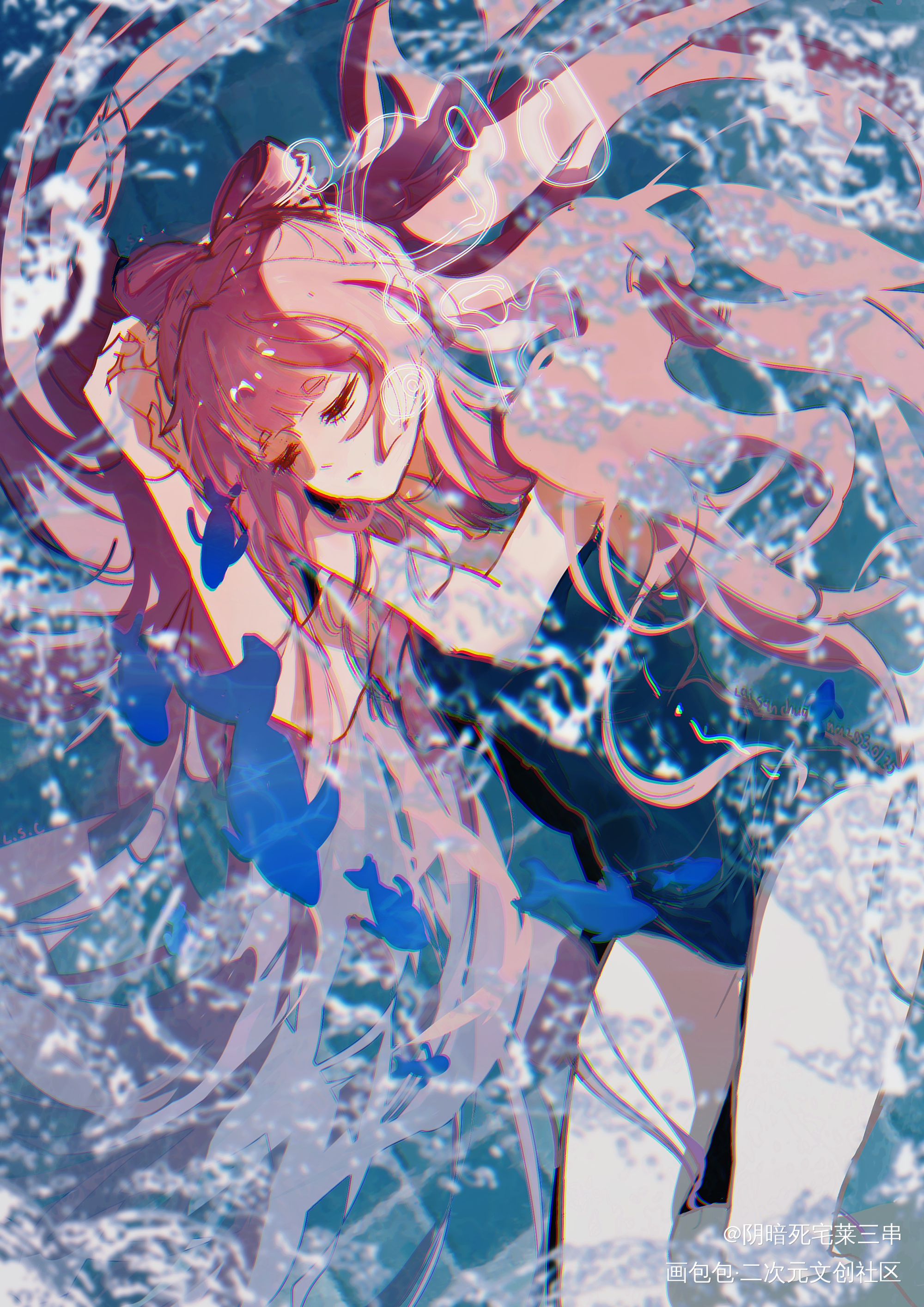沉睡于泳池_原神板绘涂珊瑚宫心海绘画作品