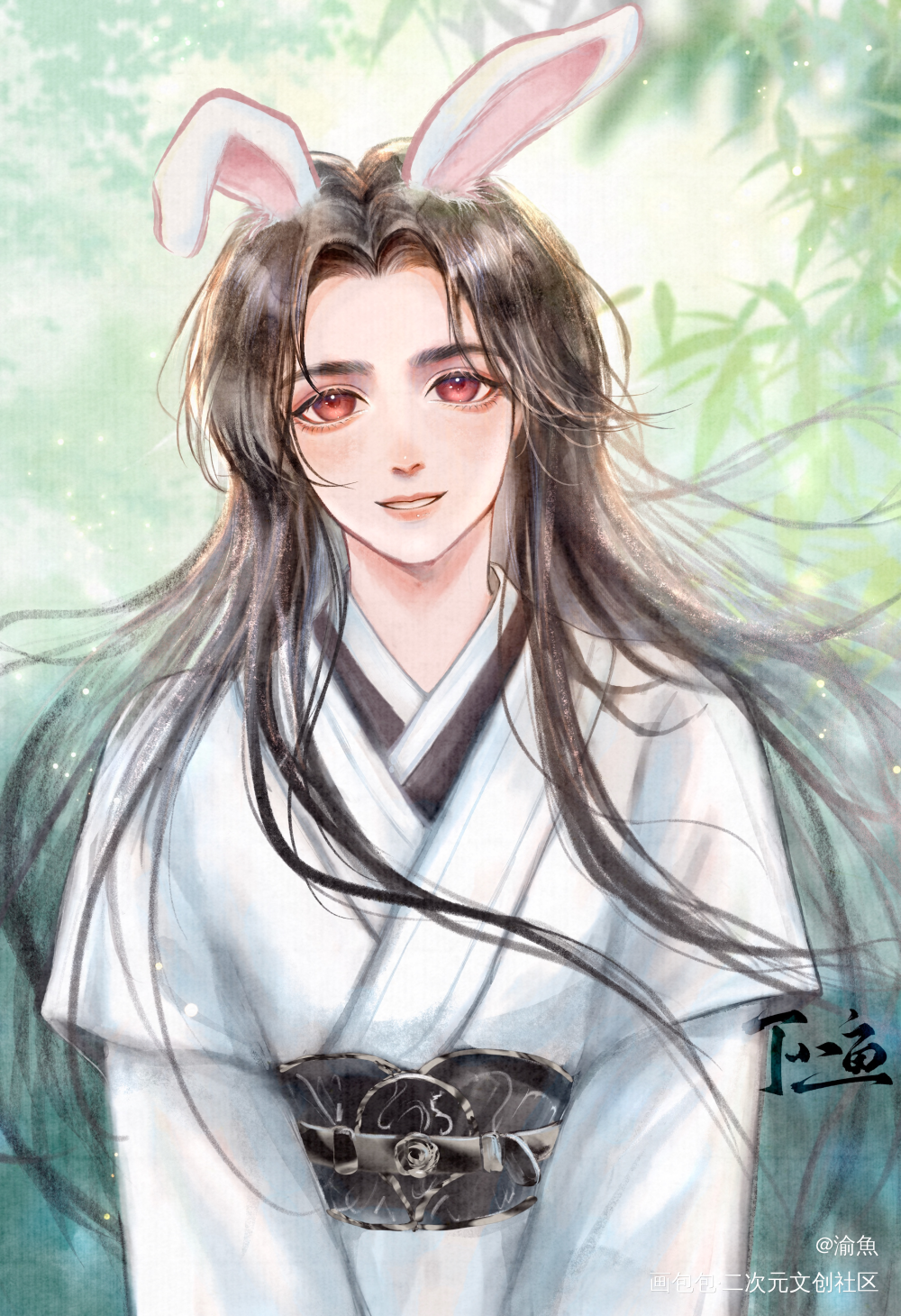 兔耳小白花冰妹_人渣反派自救系统冰秋洛冰河古风半厚涂绘画绘画作品