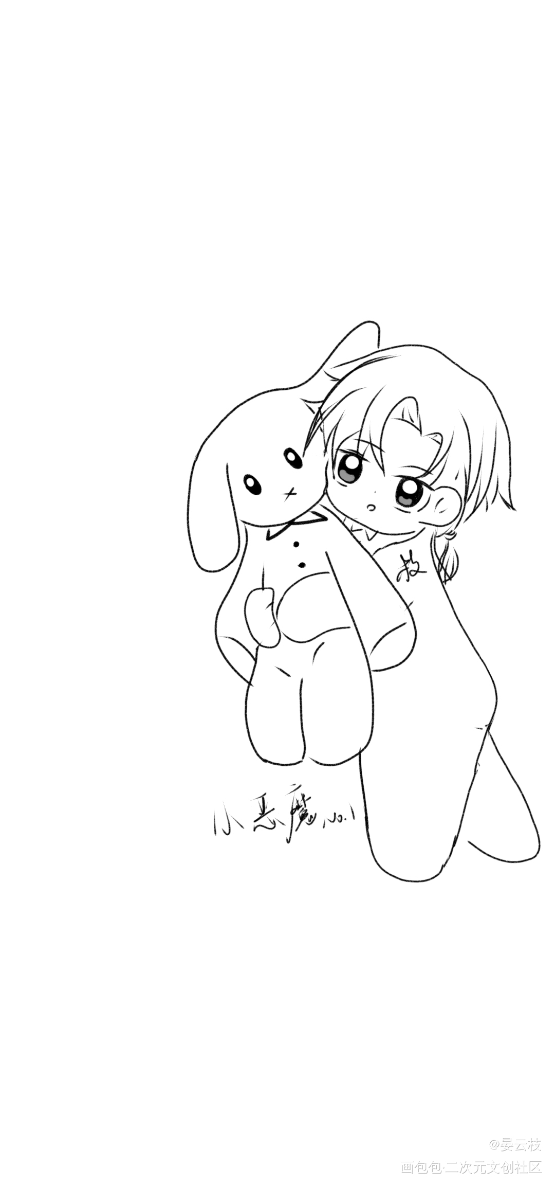 小恶魔_惊悚练习生线稿恶魔我要上首推九九归一小恶魔绘画作品