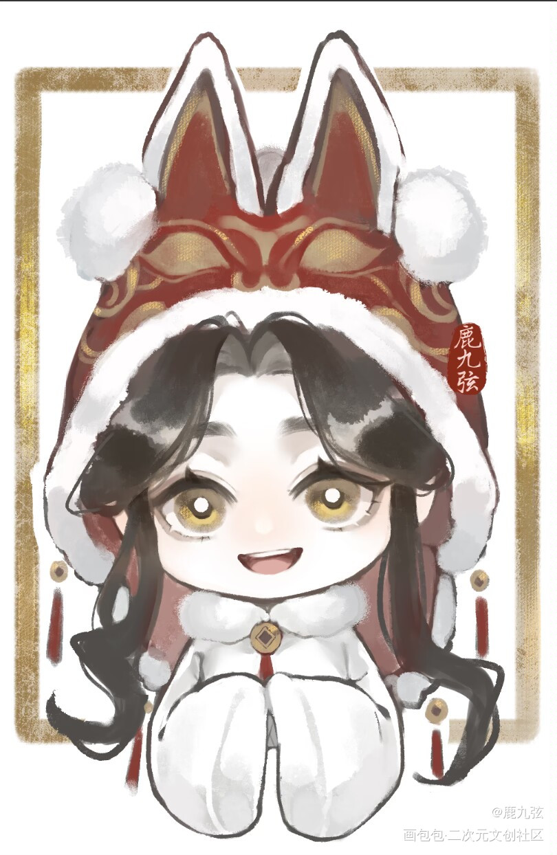 兔兔帽怜_天官赐福花怜谢怜摸鱼绘画作品