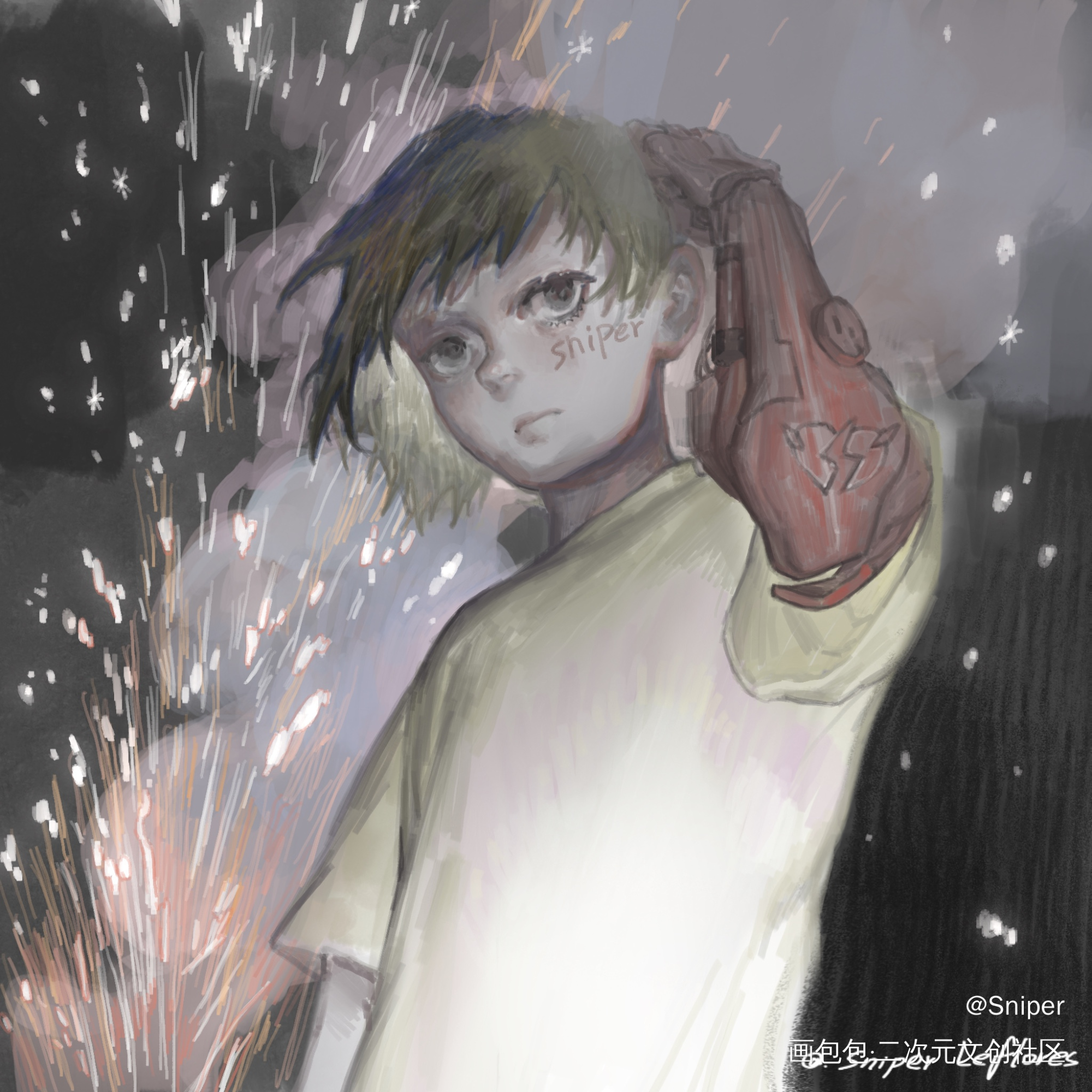 烟花_板绘涂日系求配文我要上首推头像插画原创绘画作品