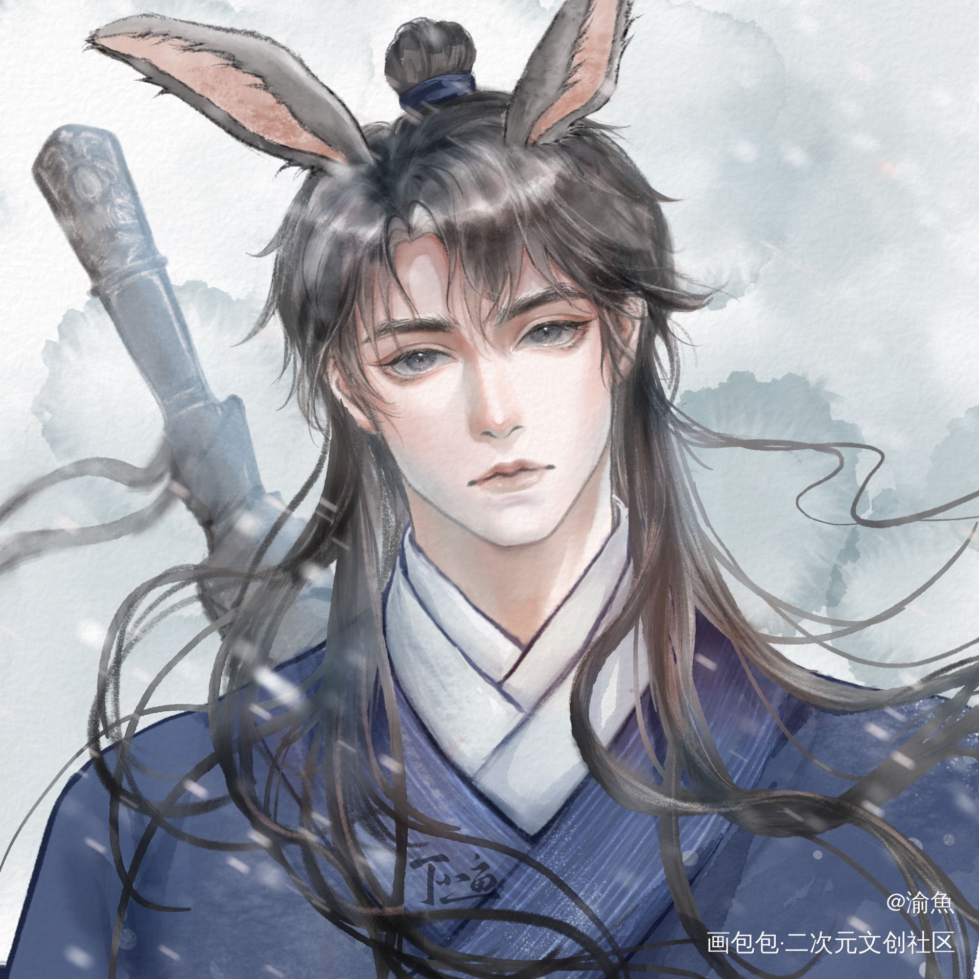 古风张起灵_盗墓笔记瓶邪张起灵古风半厚涂头像摸鱼绘画绘画作品