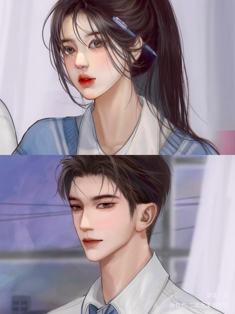 侬捞搓气哦！_谢辞许呦同人她的小梨涡绘画绘画作品