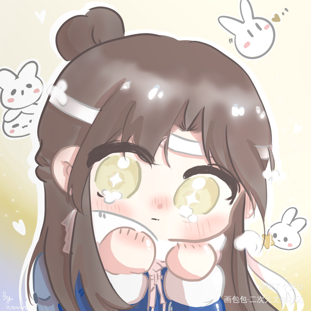 蓝汪叽生贺摸鱼搬搬！_魔道祖师忘羡蓝忘机魏无羡板绘涂节日Q版蓝忘机0123生日快乐绘画作品