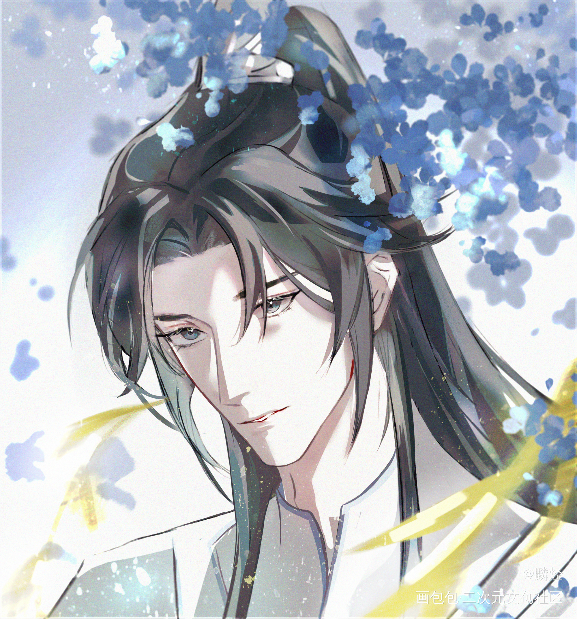师尊_二哈和他的白猫师尊古风头像插画同人约稿板绘绘画作品