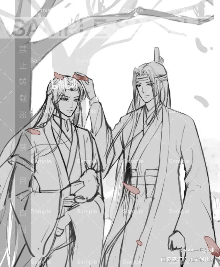 忘羡（一）_魔道祖师忘羡蓝忘机魏无羡绘画作品