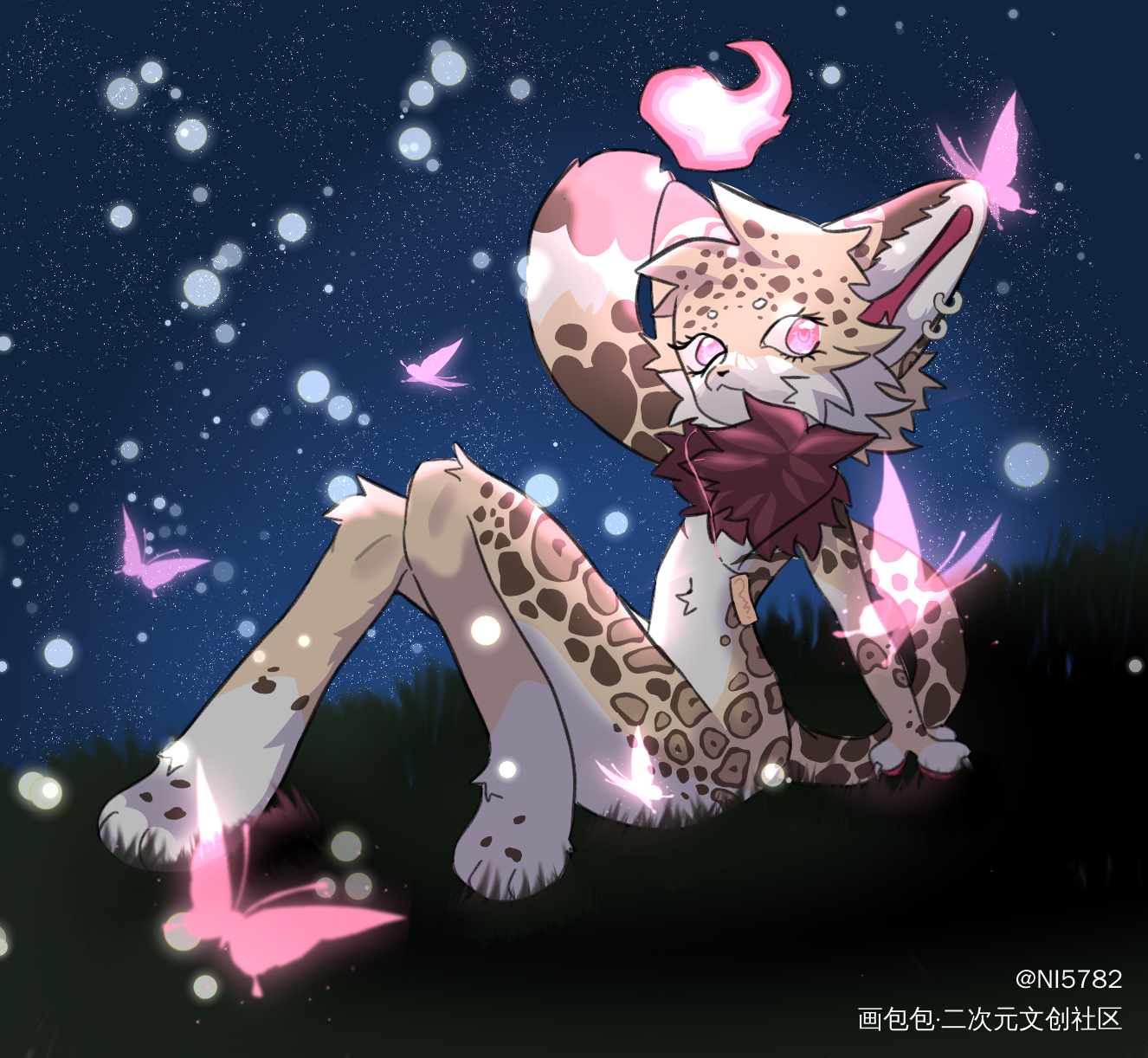 稿_兽设板绘涂平涂小动物兽耳绘画作品