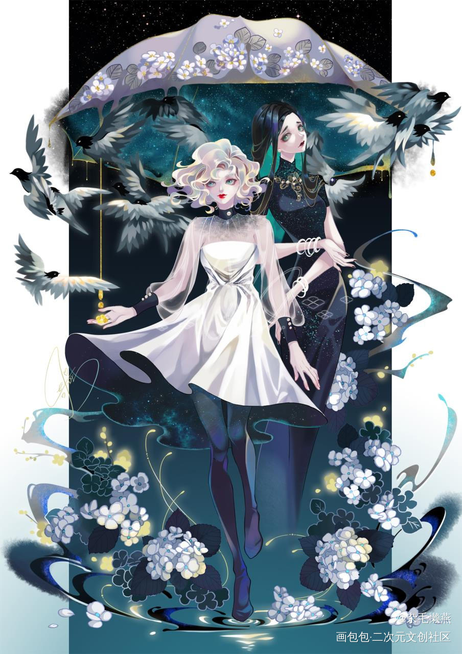 卜鸟与恶婆鸟_板绘涂摸鱼页绘画作品