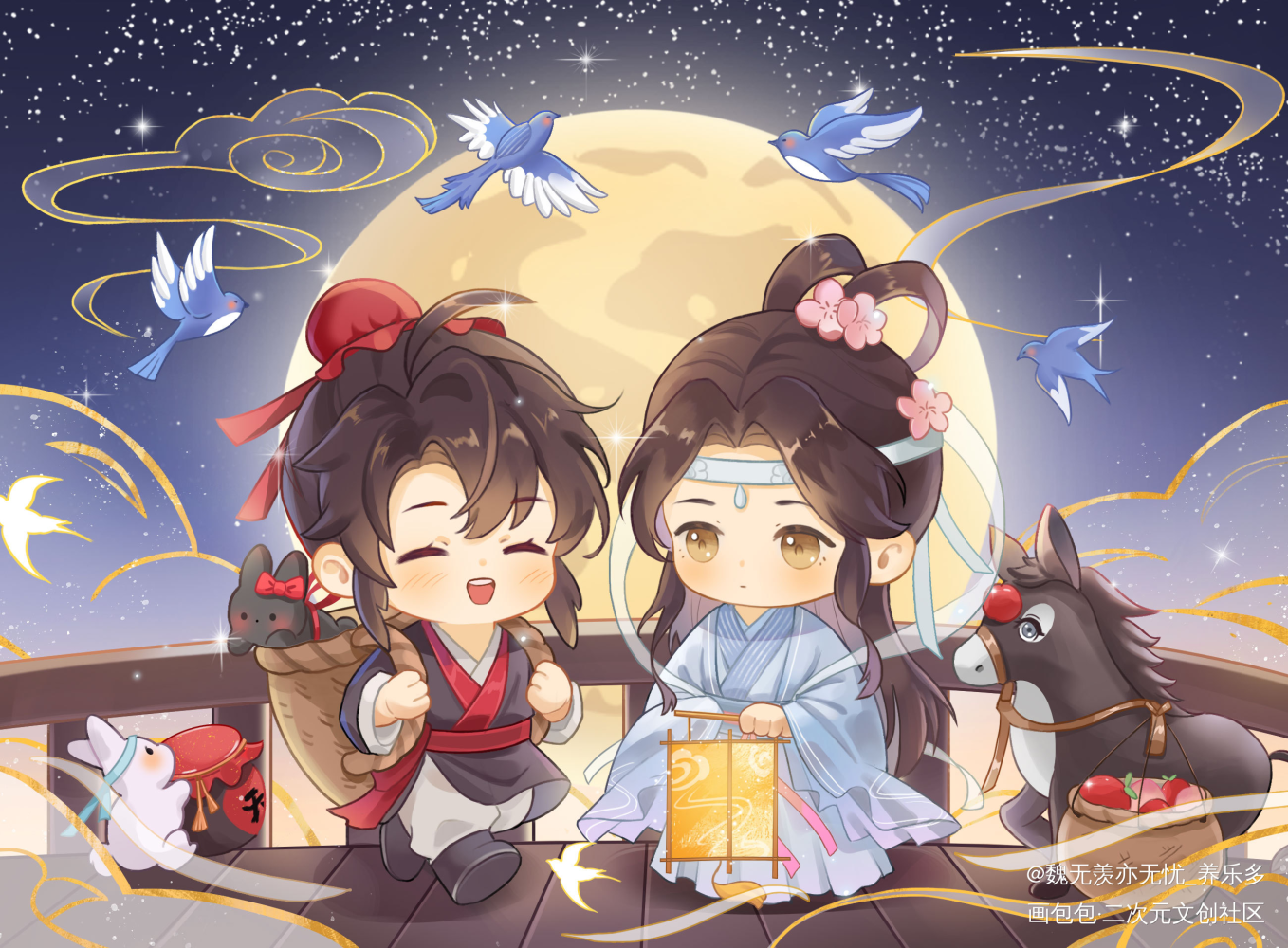 忘羡七夕_魔道祖师忘羡魏无羡蓝忘机绘画作品