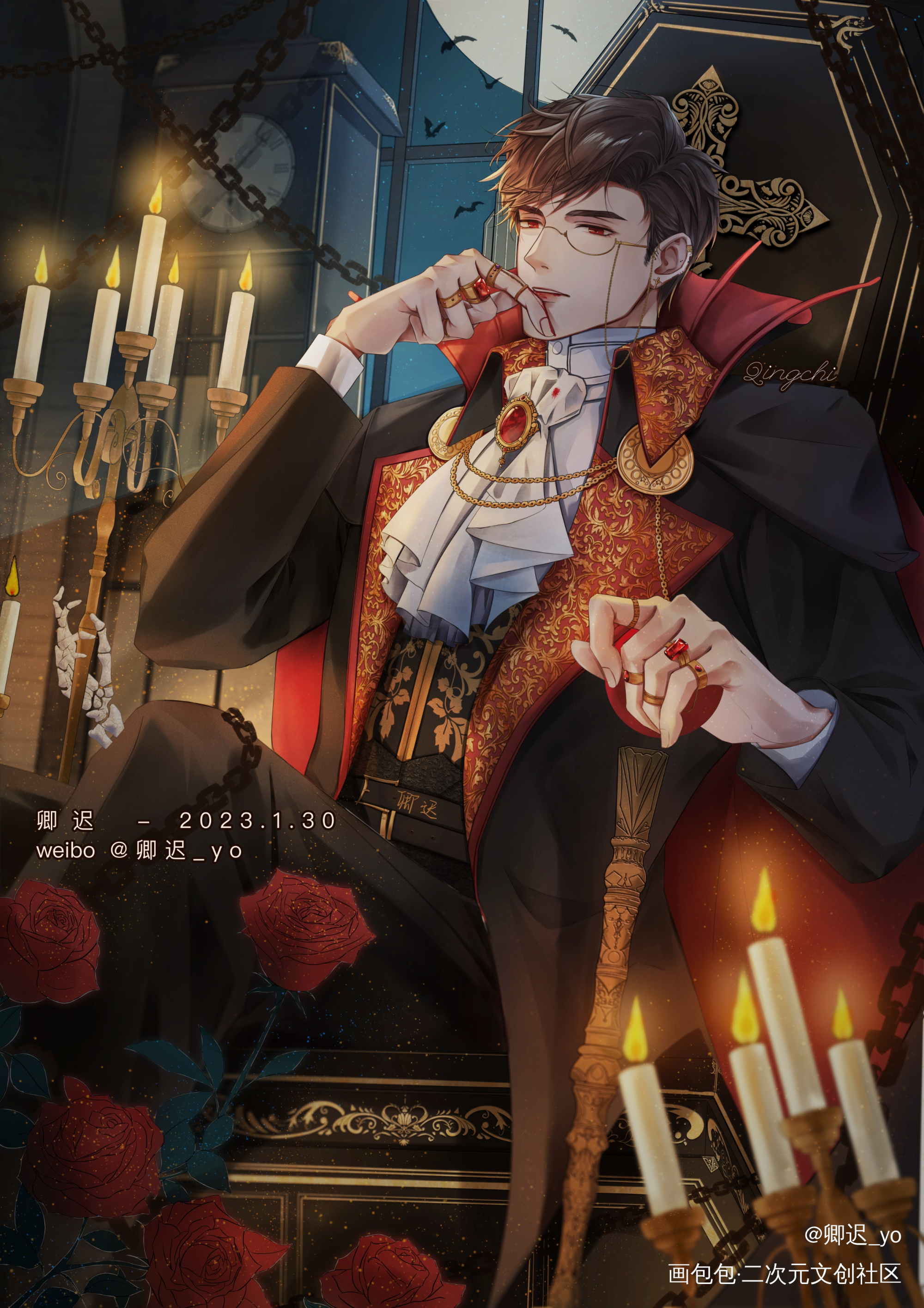 咬我一口🌹_光与夜之恋陆沉绘画作品