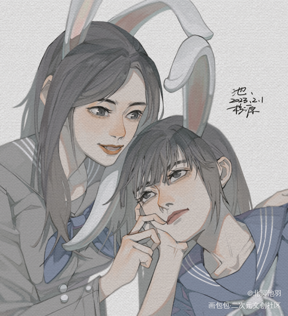🐰_板绘涂摸鱼页平涂百合插画SNH48杉源绘画绘画作品