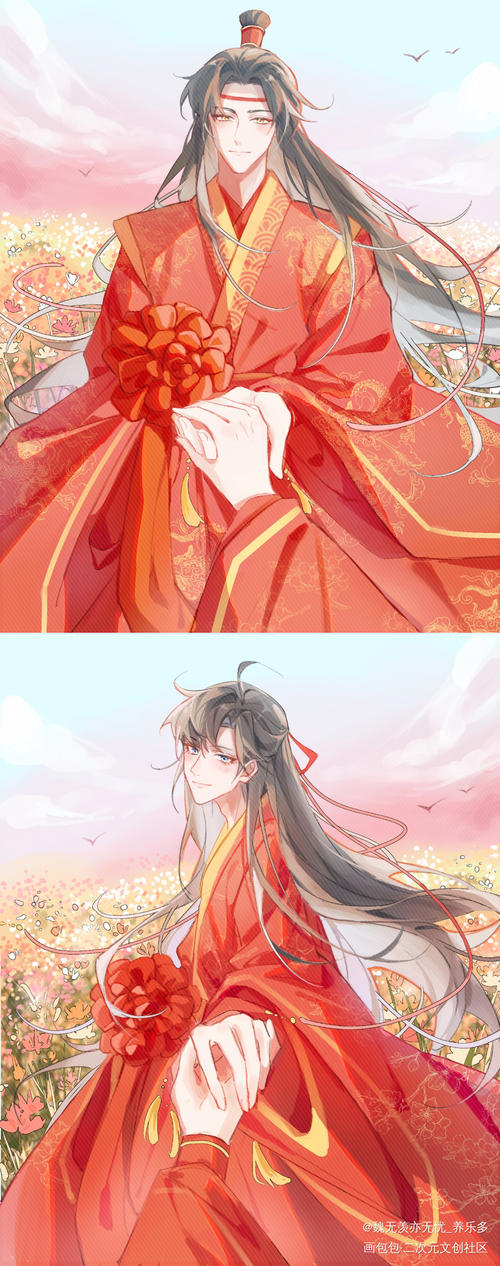 忘羡大婚_魔道祖师忘羡魏无羡蓝忘机绘画作品