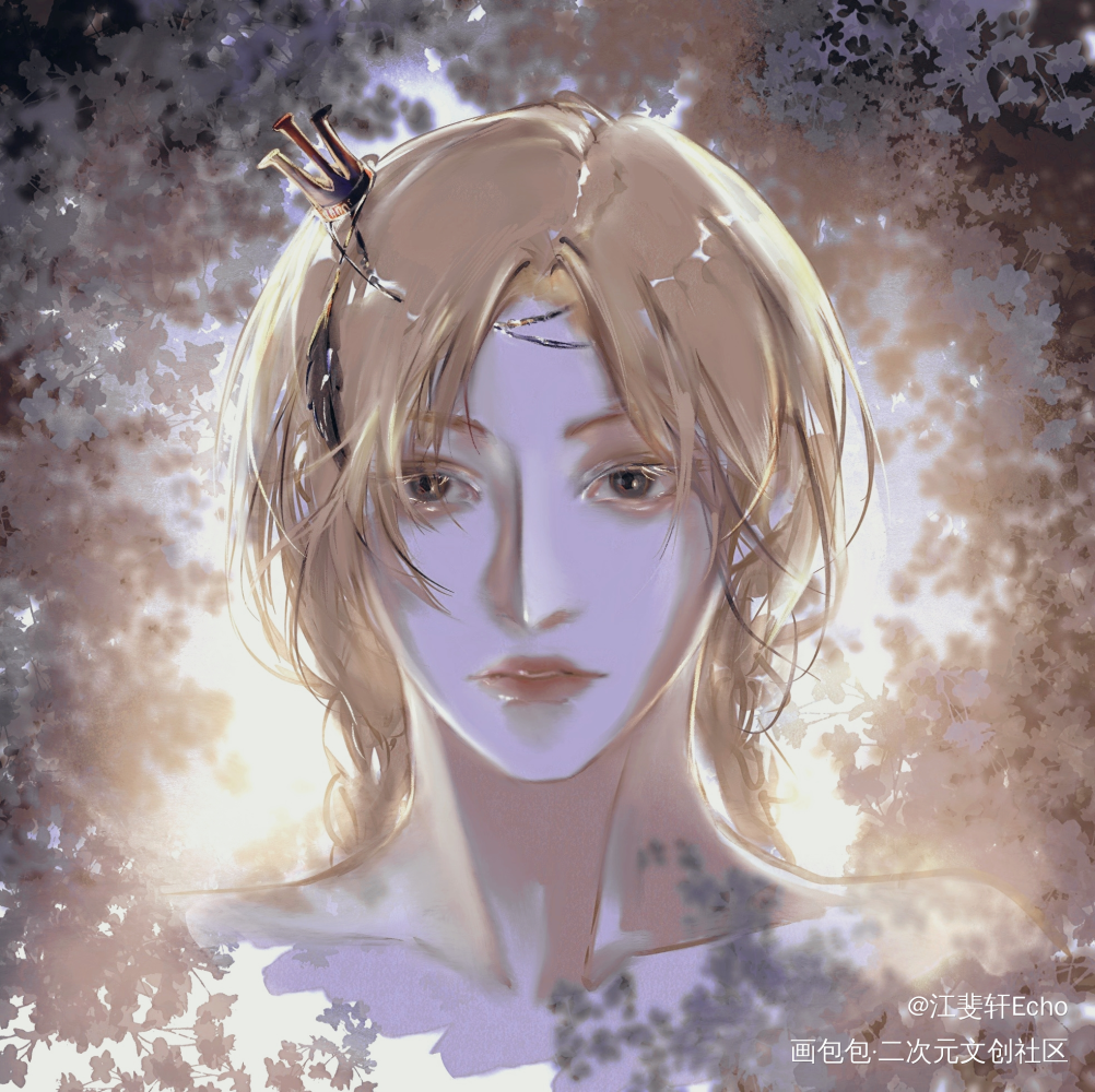 圣塔莉亚花园_板绘涂摸鱼页光影少女头像约稿绘画作品