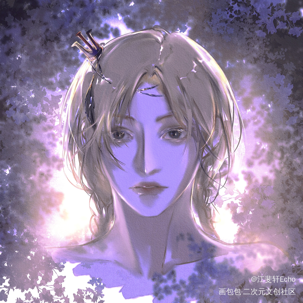 圣塔莉亚花园_板绘涂摸鱼页光影少女头像约稿绘画作品