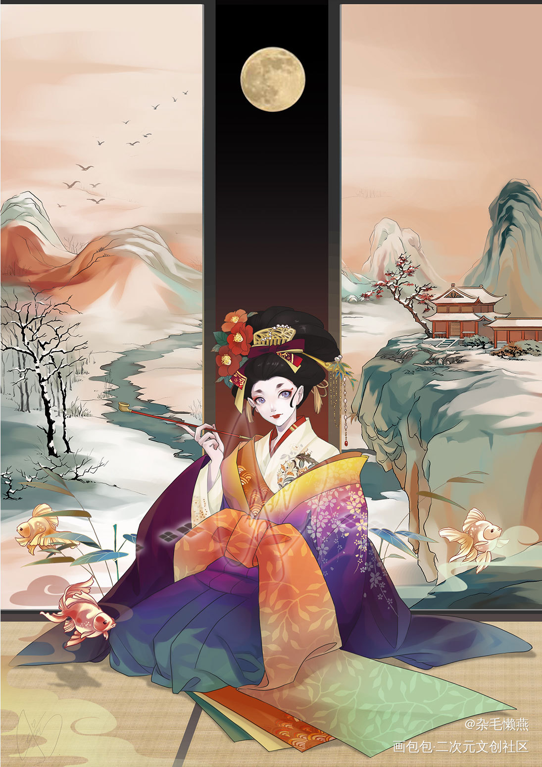 吉原晚风_板绘涂摸鱼页绘画作品