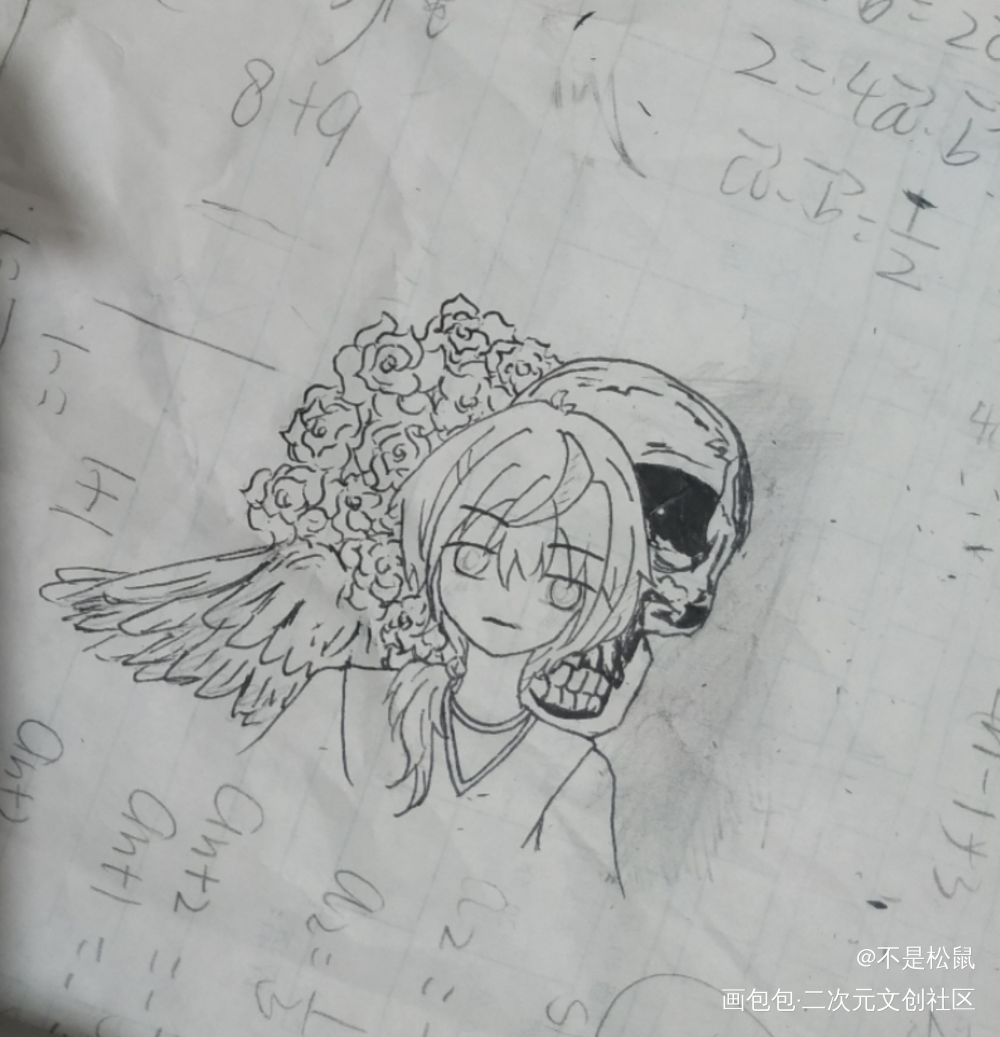 黑暗中小玫瑰_我只喜欢你的人设自习周自珩夏习清铅笔黑白简笔摸鱼页稚楚绘画作品
