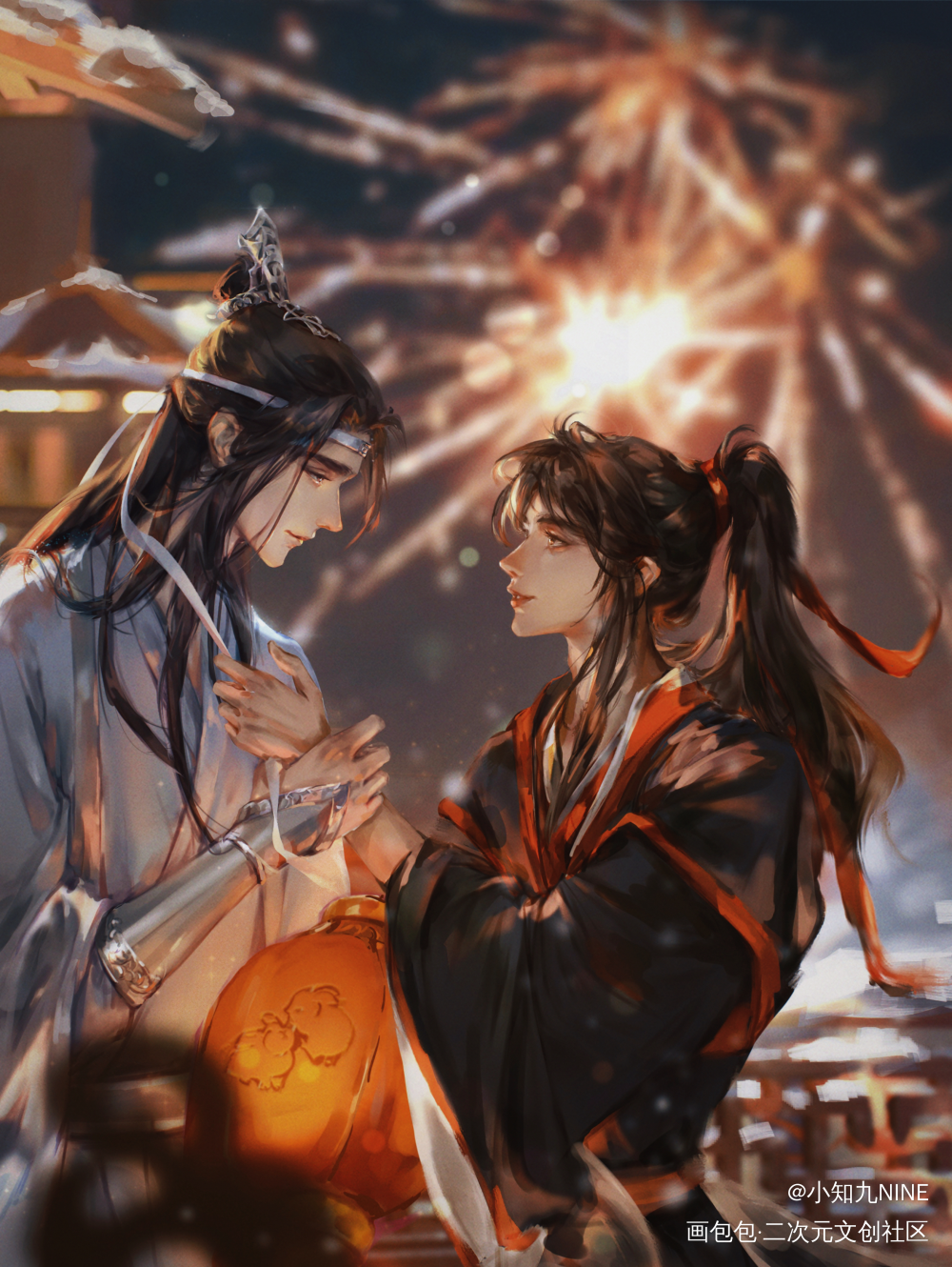 忘羡永远热恋！_魔道祖师忘羡节日绘画作品