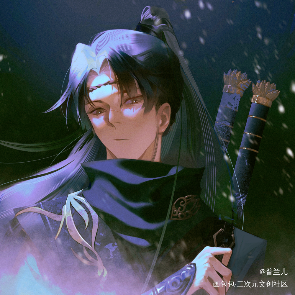 高马尾大香香！_新神榜杨戬古风头像同人沉戬约稿板绘绘画作品