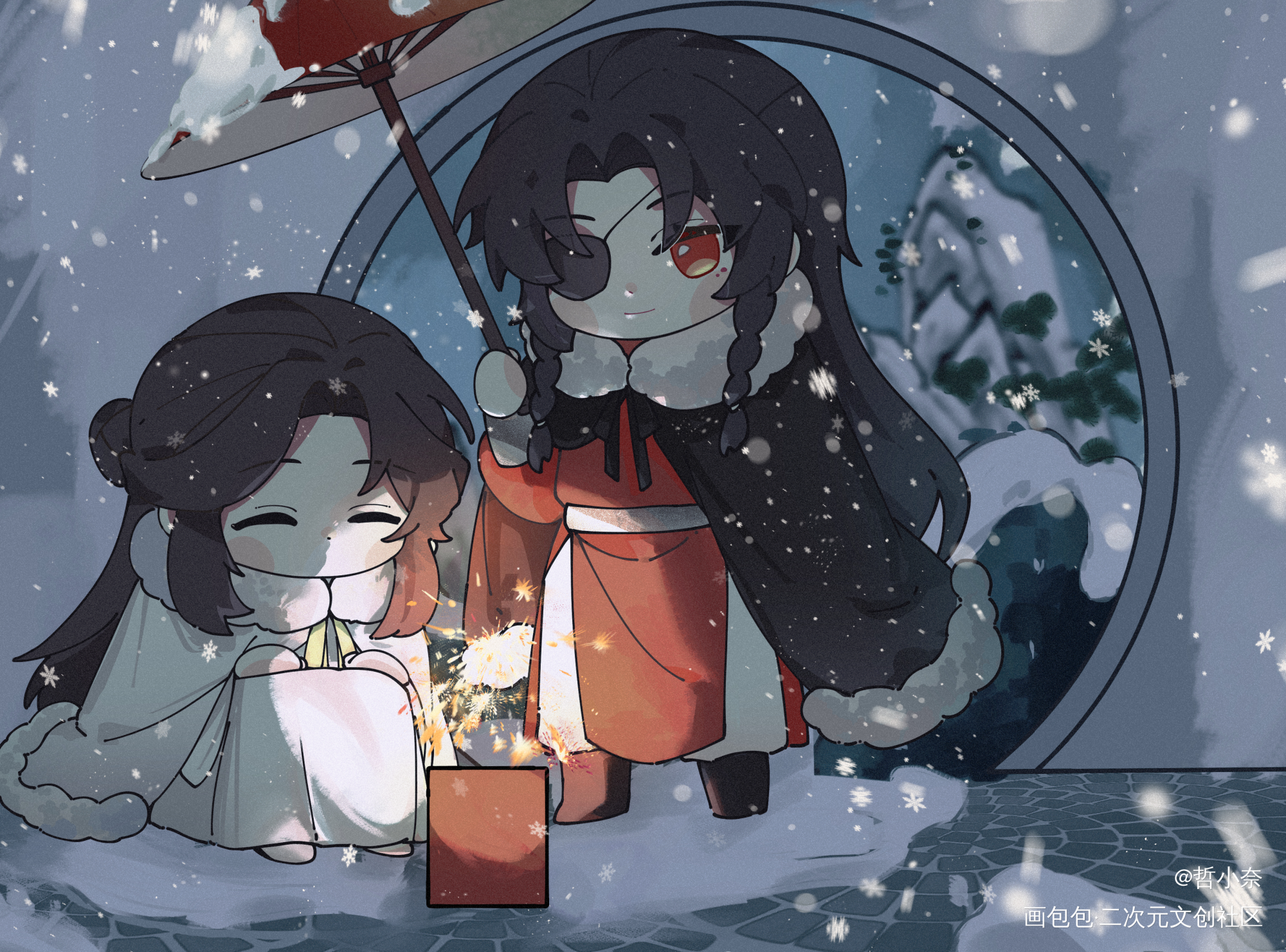 遂摆_天官赐福花怜谢怜花城Q版绘画作品