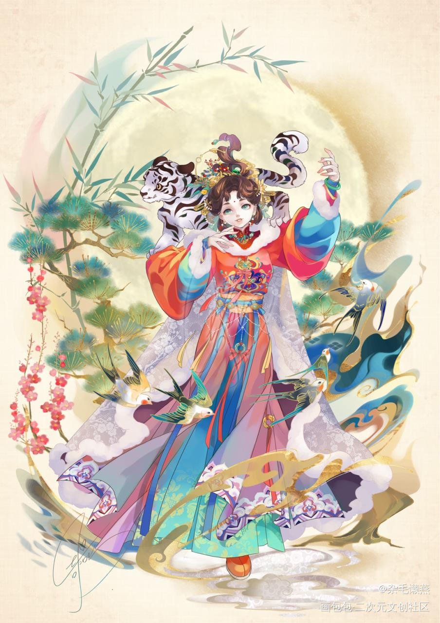 虎年贺图_板绘涂摸鱼页绘画作品