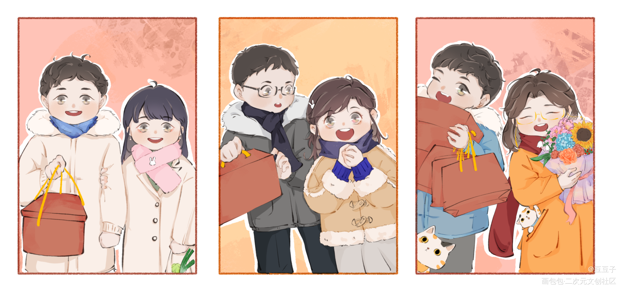 元宵快乐٩(๑^o^๑)۶_默读费渡骆闻舟Q版同人绘画作品