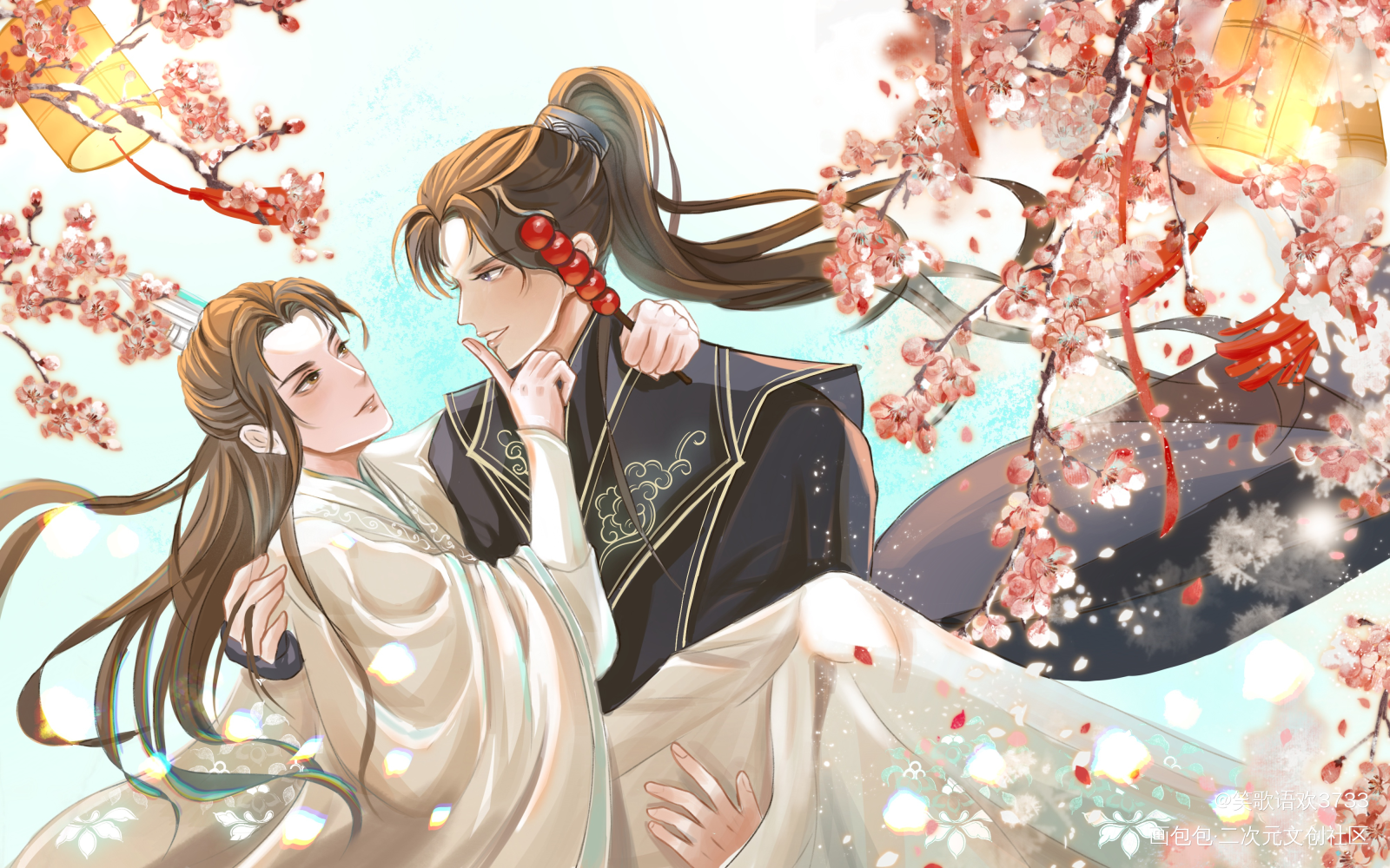 公主抱_二哈和他的白猫师尊燃晚墨燃楚晚宁板绘涂绘画作品