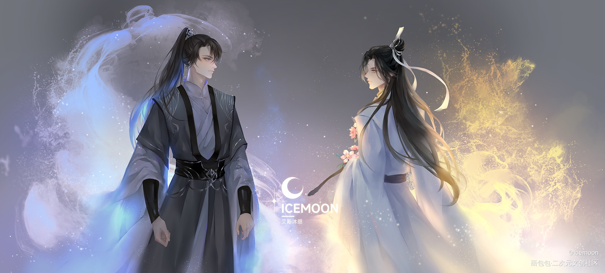 元宵节快乐_二哈和他的白猫师尊墨燃楚晚宁绘画作品