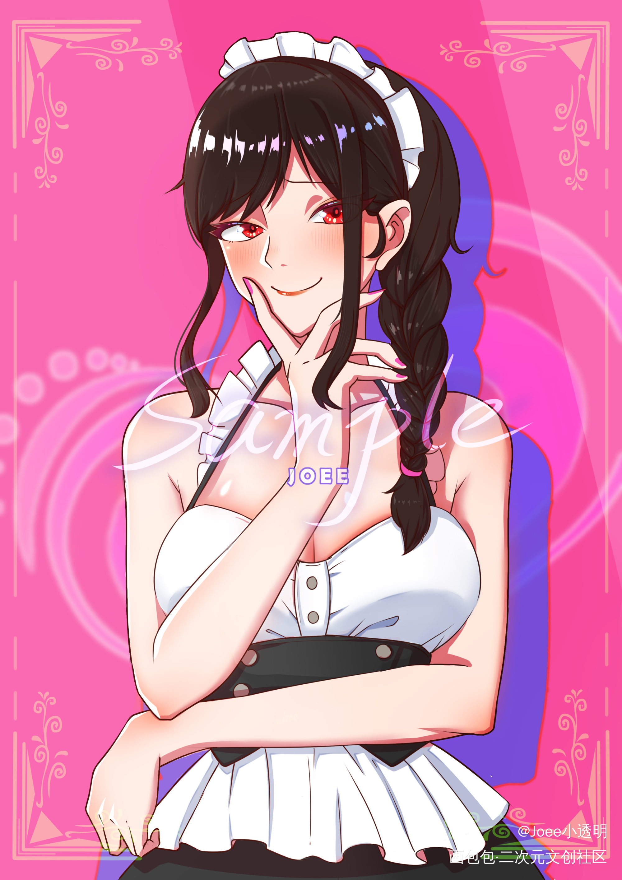 女仆酱_平涂日系女仆装我要上首推插画原创绘画作品