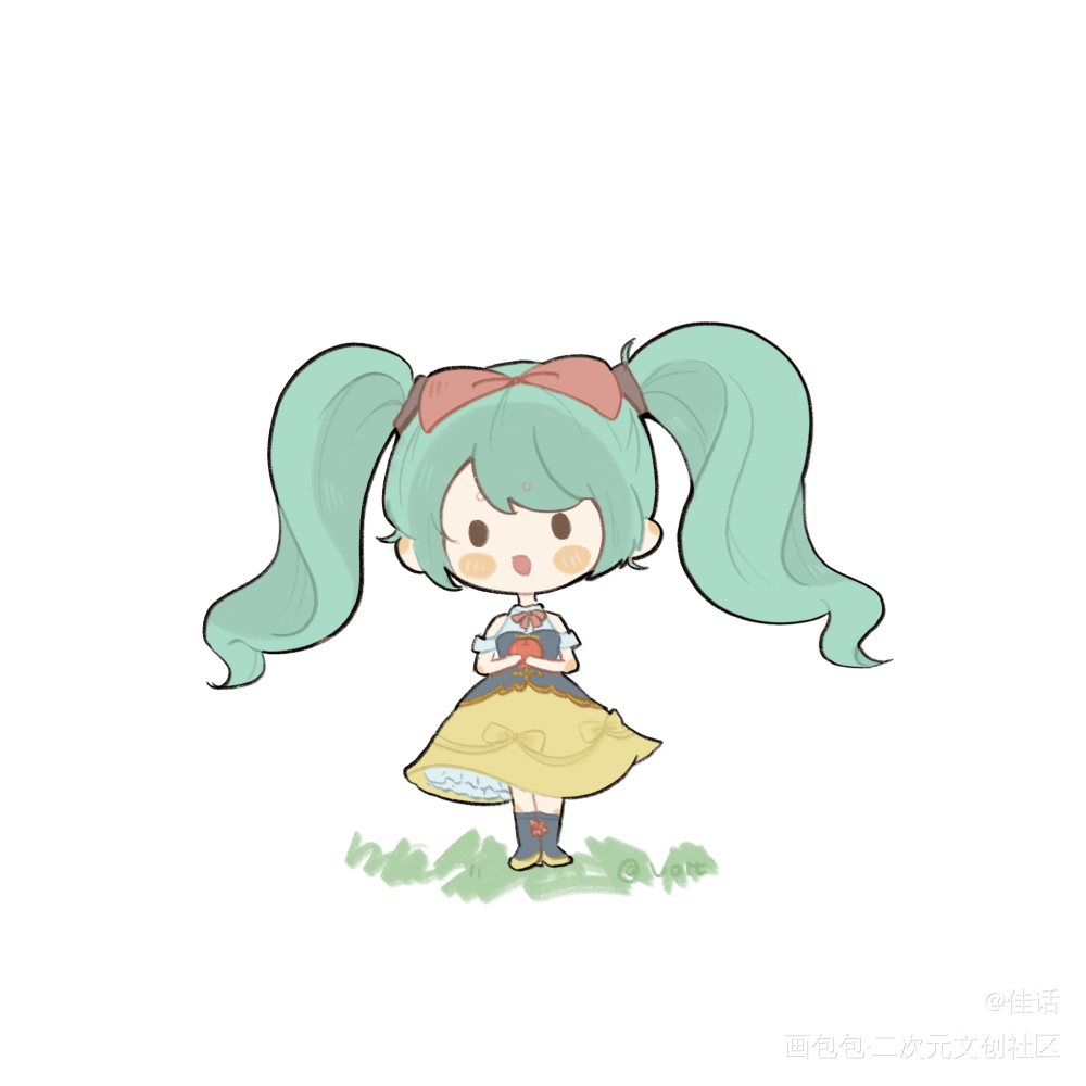 可爱小人miku_初音未来平涂Q版初音miku绘画作品