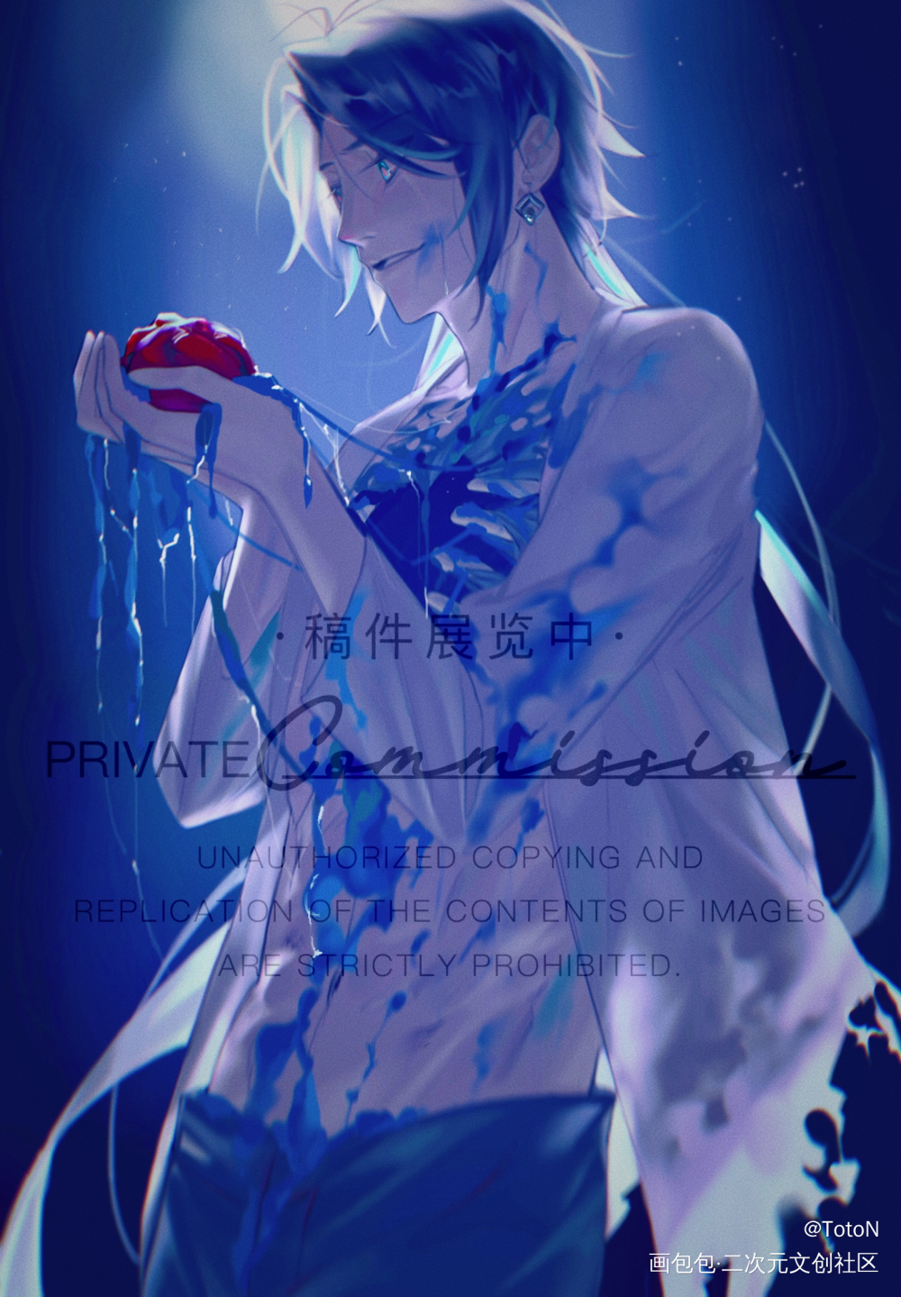 【稿件展示】克莱因蓝_插画接稿稿件约稿原创oc绘画作品