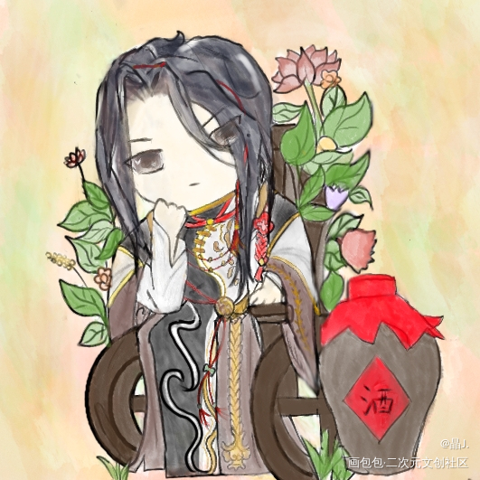 屠苏酒_食物语屠苏酒水彩绘画作品