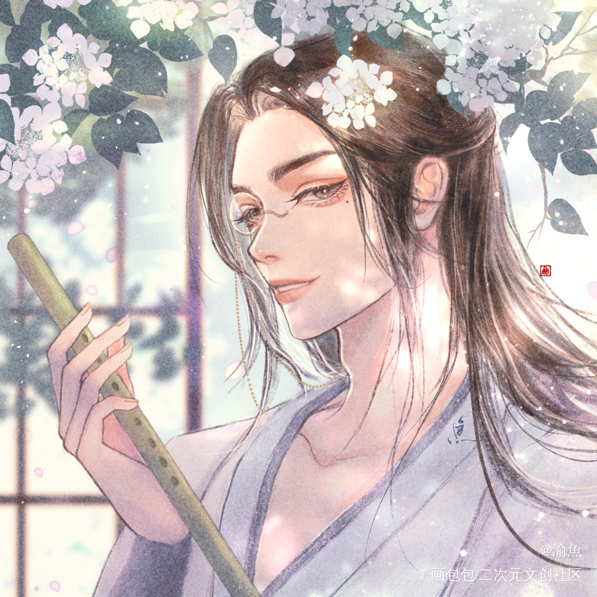 顾昀吹笛子啦~_杀破狼长顾顾昀古风半厚涂头像头像约稿绘画绘画作品