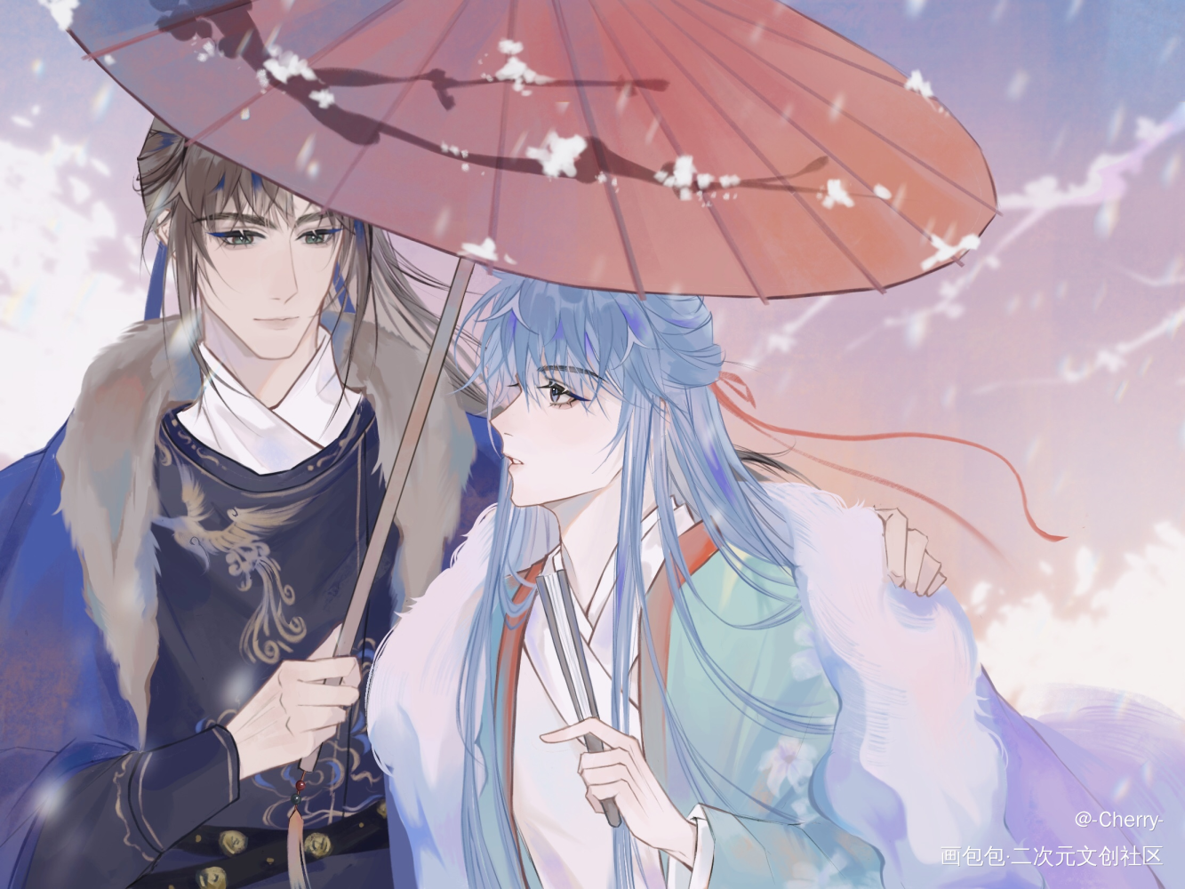 情侣贴贴～_不健全关系钱错滕瑞雨板绘涂绘画作品