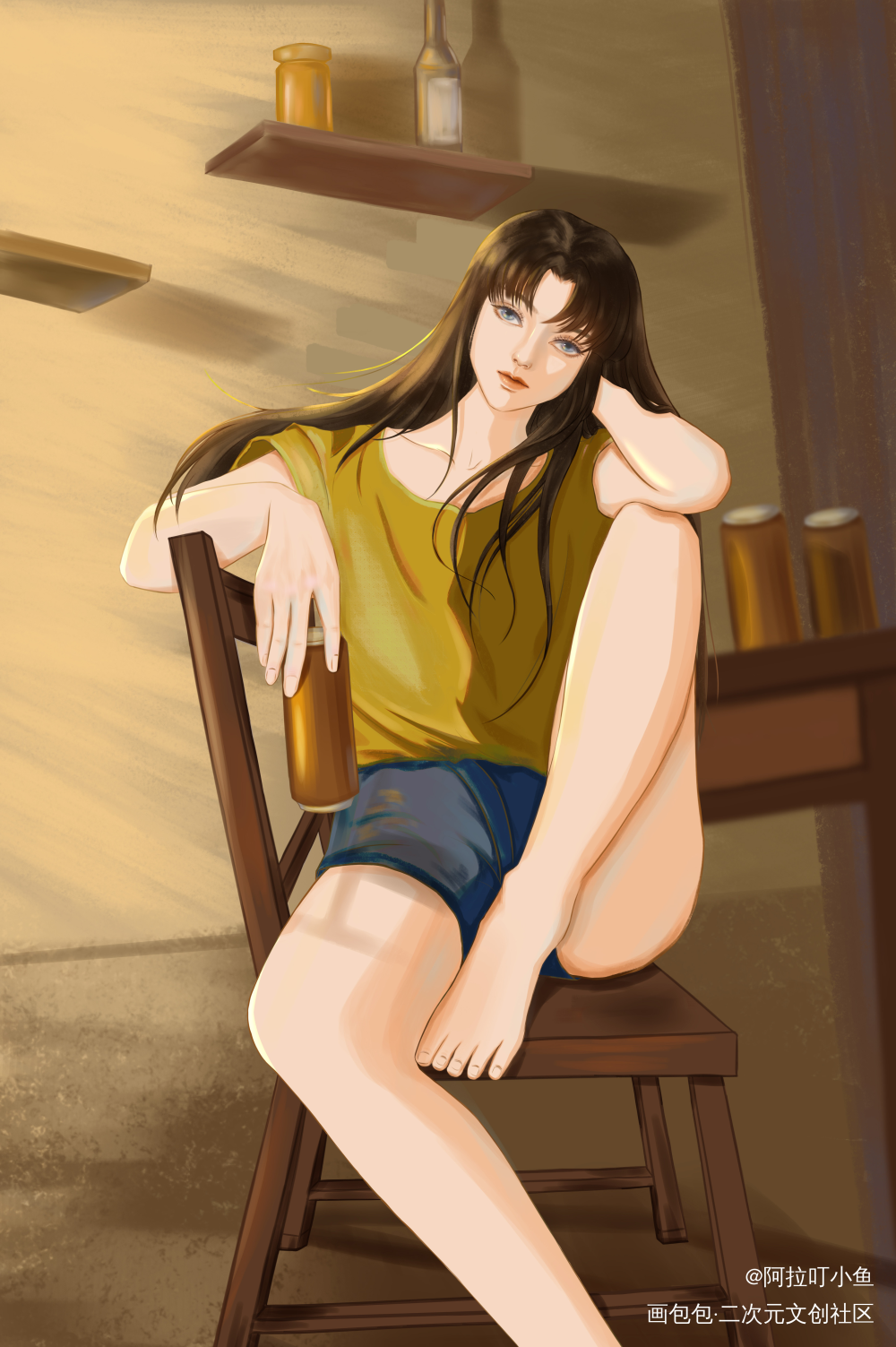 摸鱼练习_板绘涂头像约稿板绘绘画作品