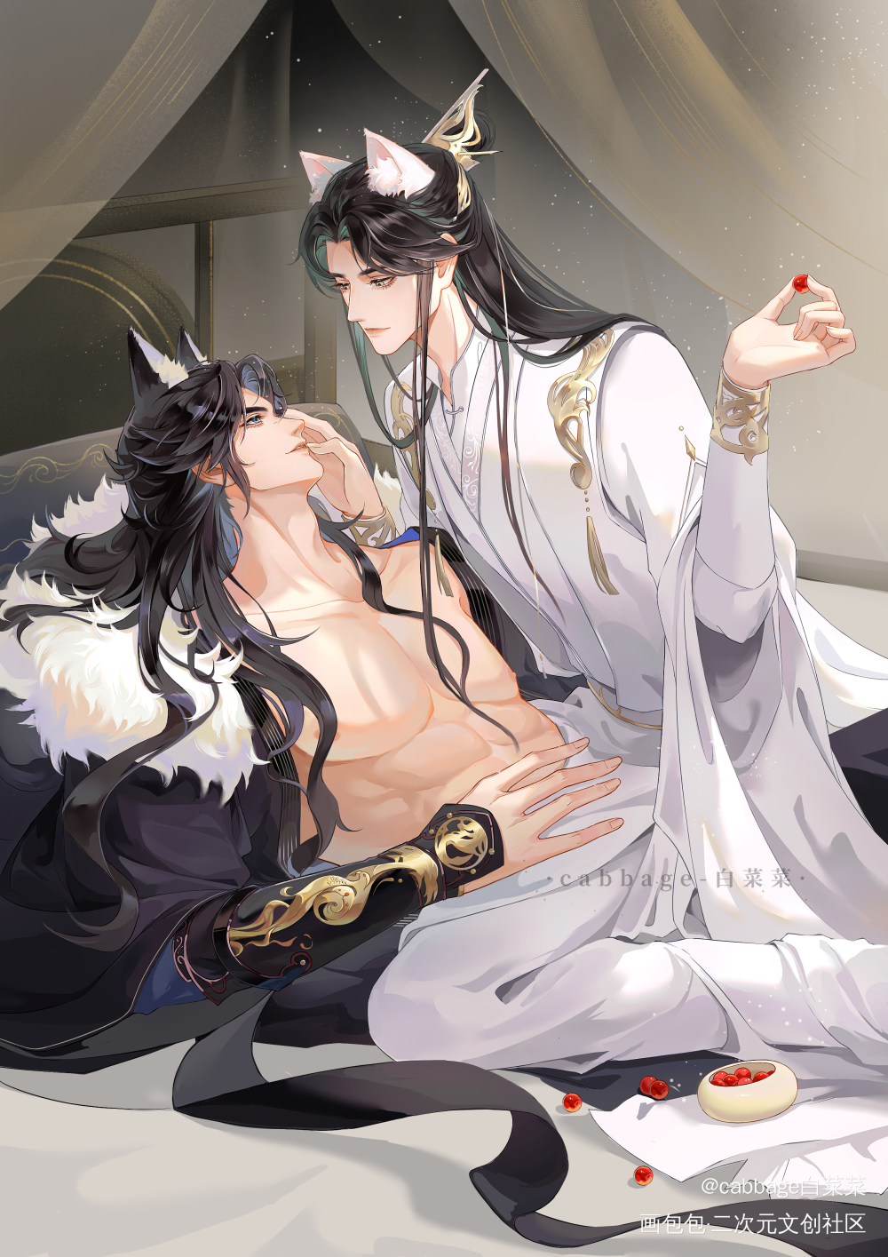 情人节快乐！_二哈和他的白猫师尊楚晚宁绘画作品