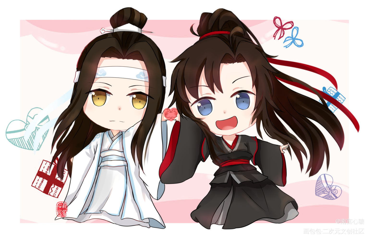 情人节快乐_魔道祖师忘羡蓝忘机魏无羡绘画作品