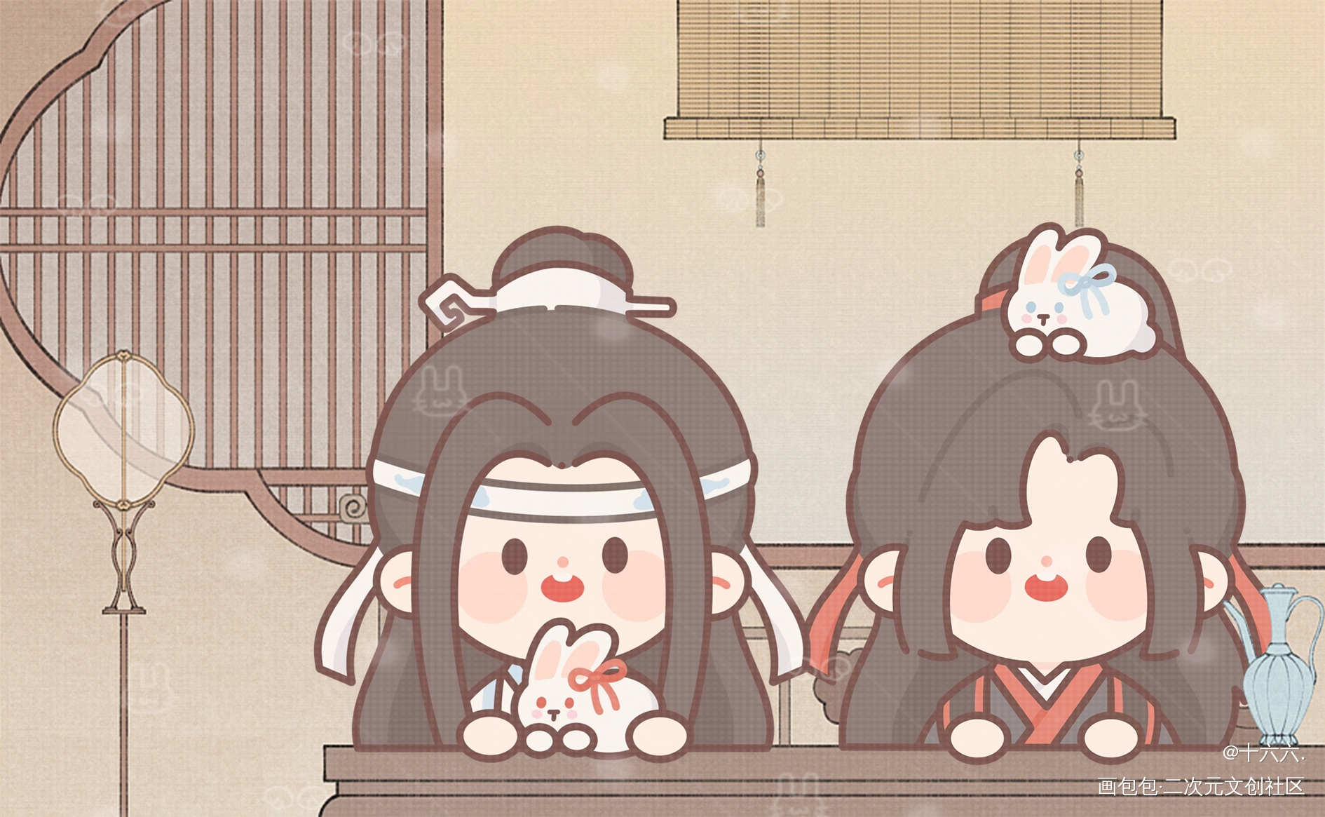 一起听学_魔道祖师忘羡蓝忘机魏无羡绘画作品